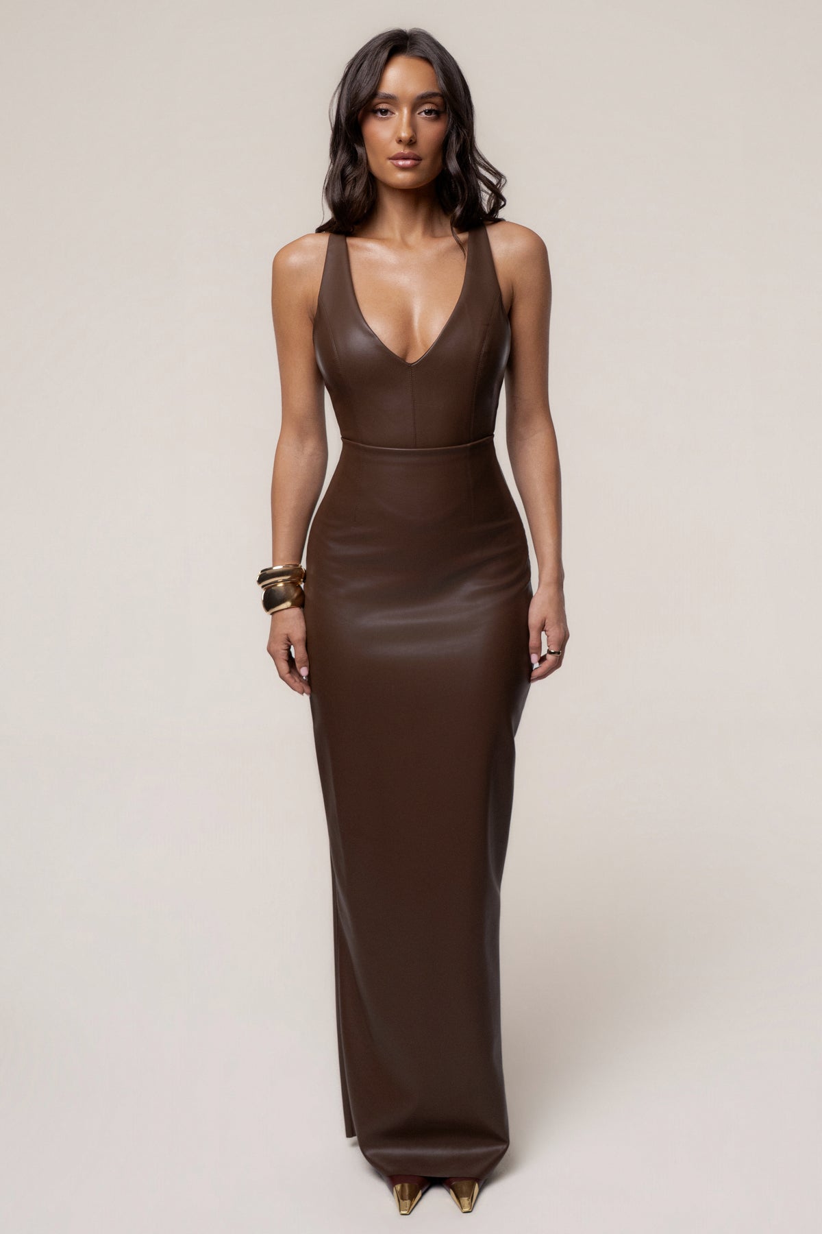 Chocolate Tate PU Leather Top