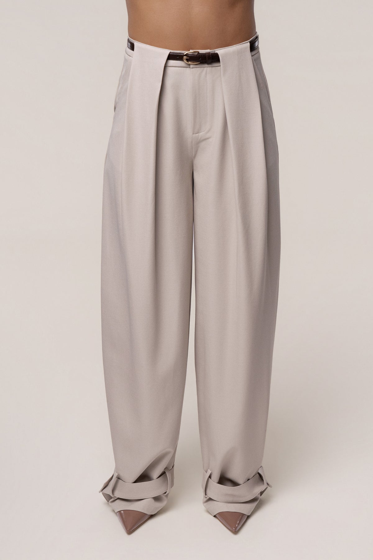Beige Capri Coast Barrel Pants