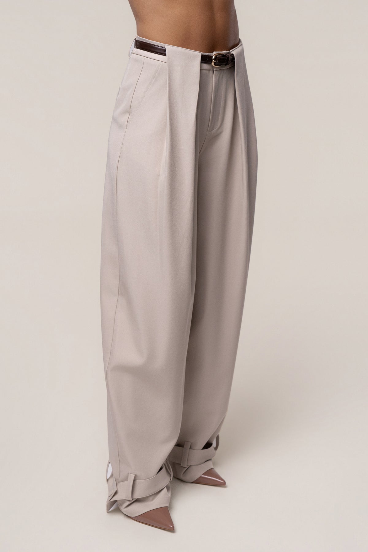 Beige Capri Coast Barrel Pants