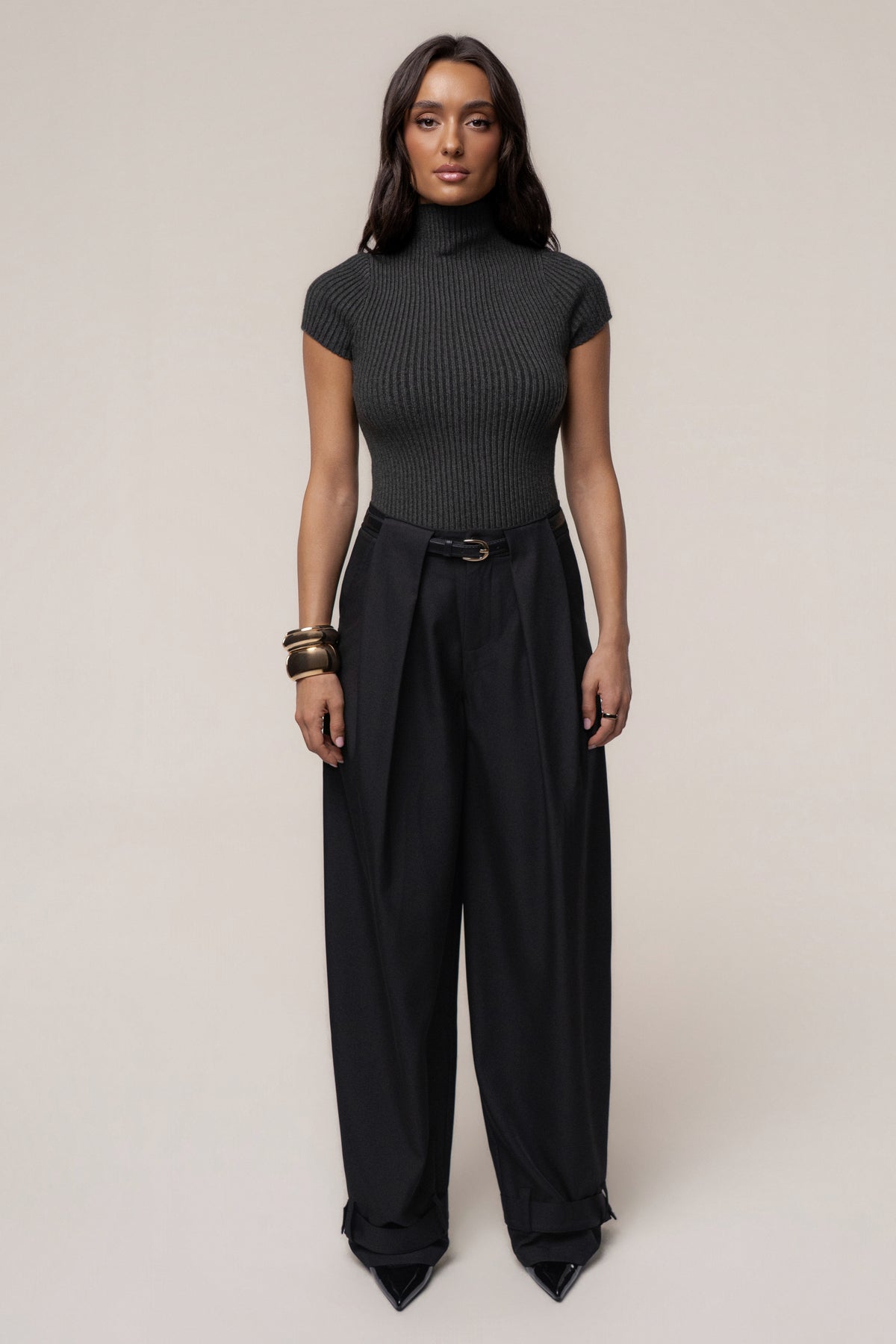 Black Anytime Ribbed Turtleneck