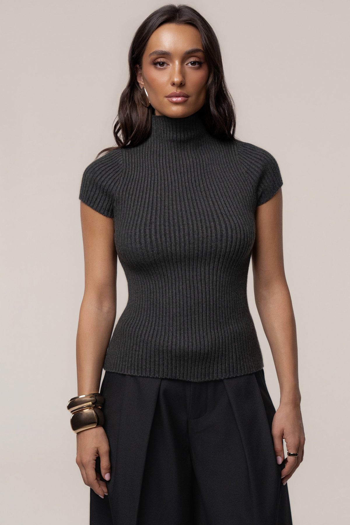 Black Anytime Ribbed Turtleneck