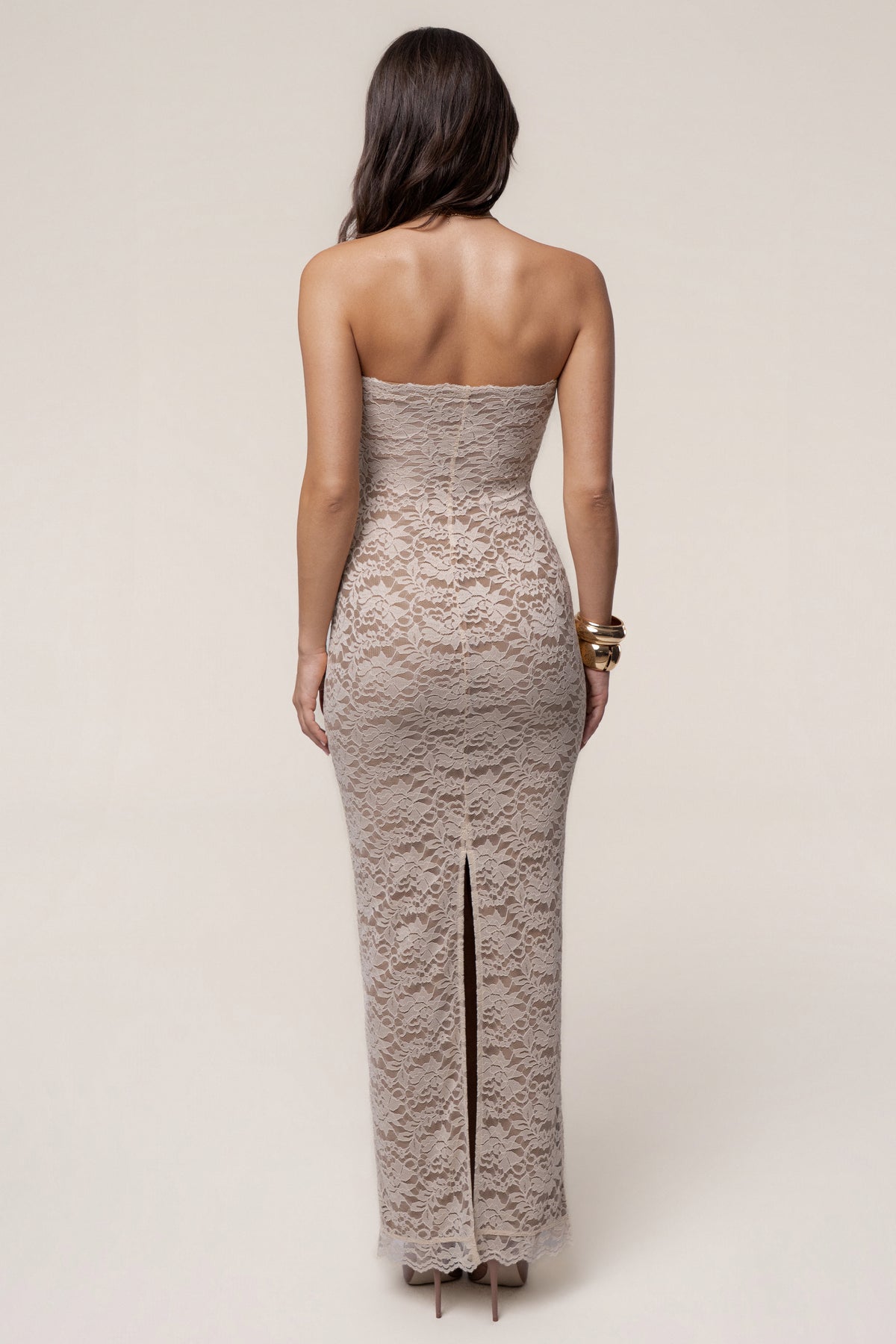 Cream Midnight Promise Lace Maxi Dress