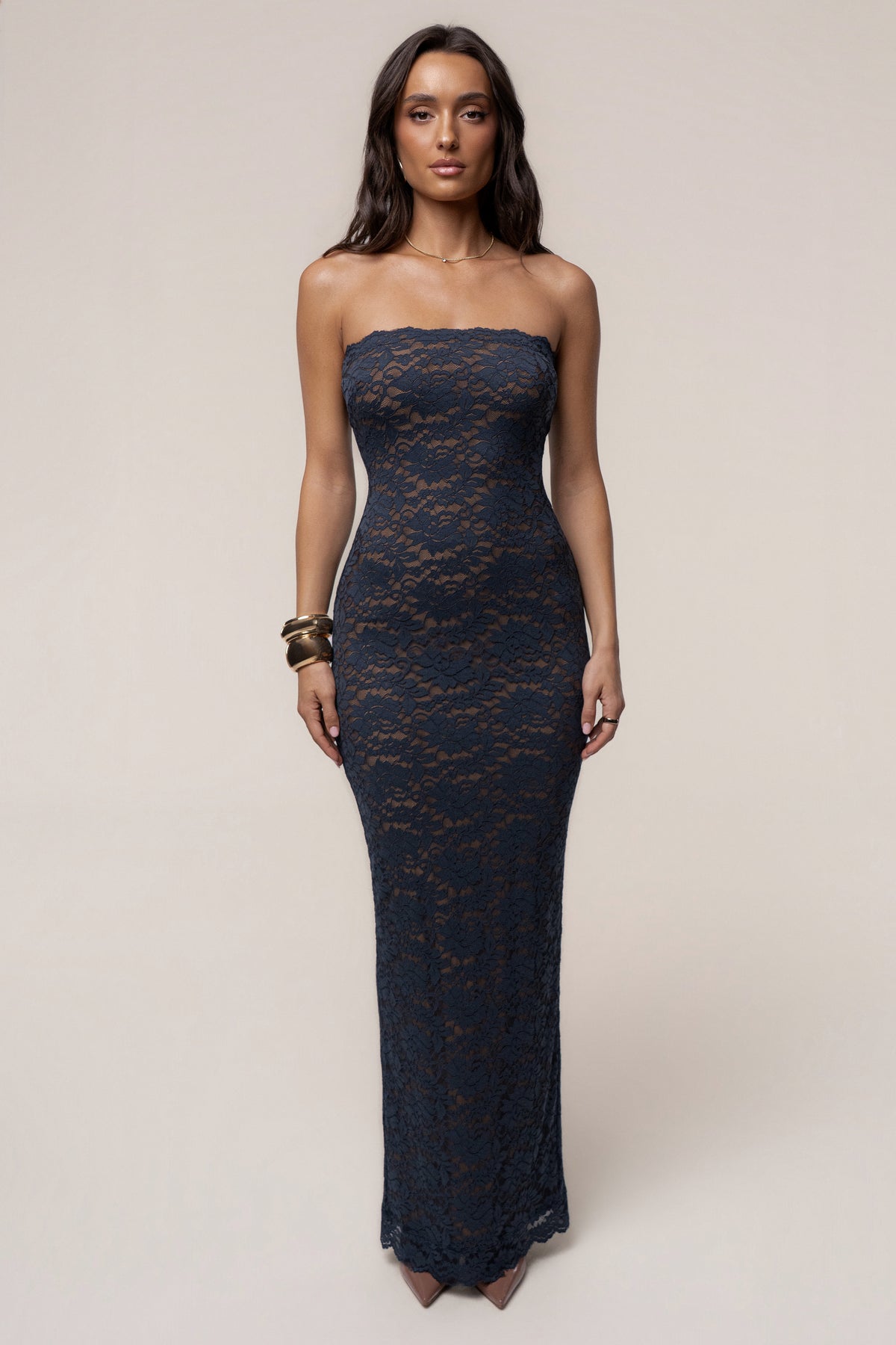 Navy Midnight Promise Lace Maxi Dress