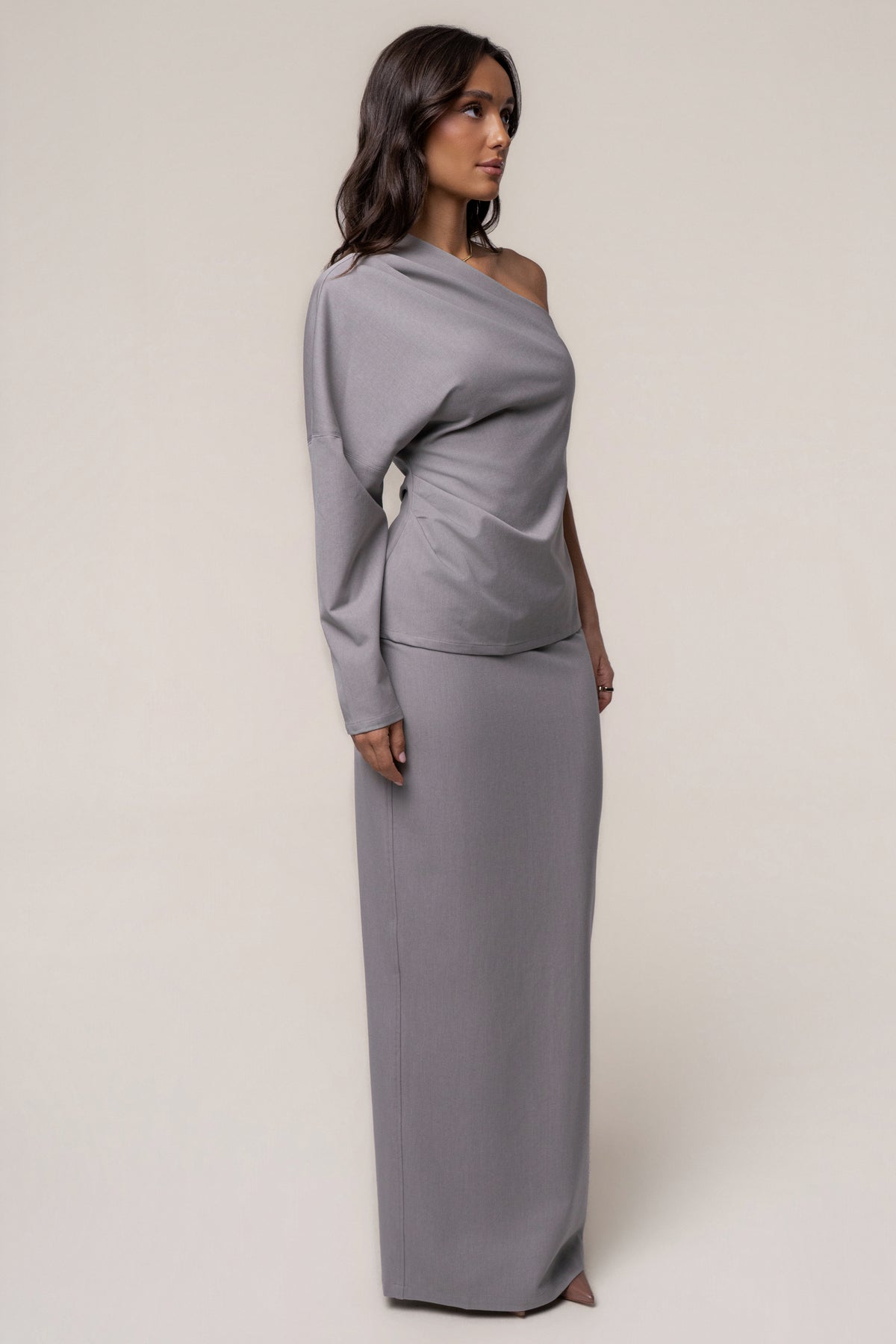 Grey Demi One Shoulder Top