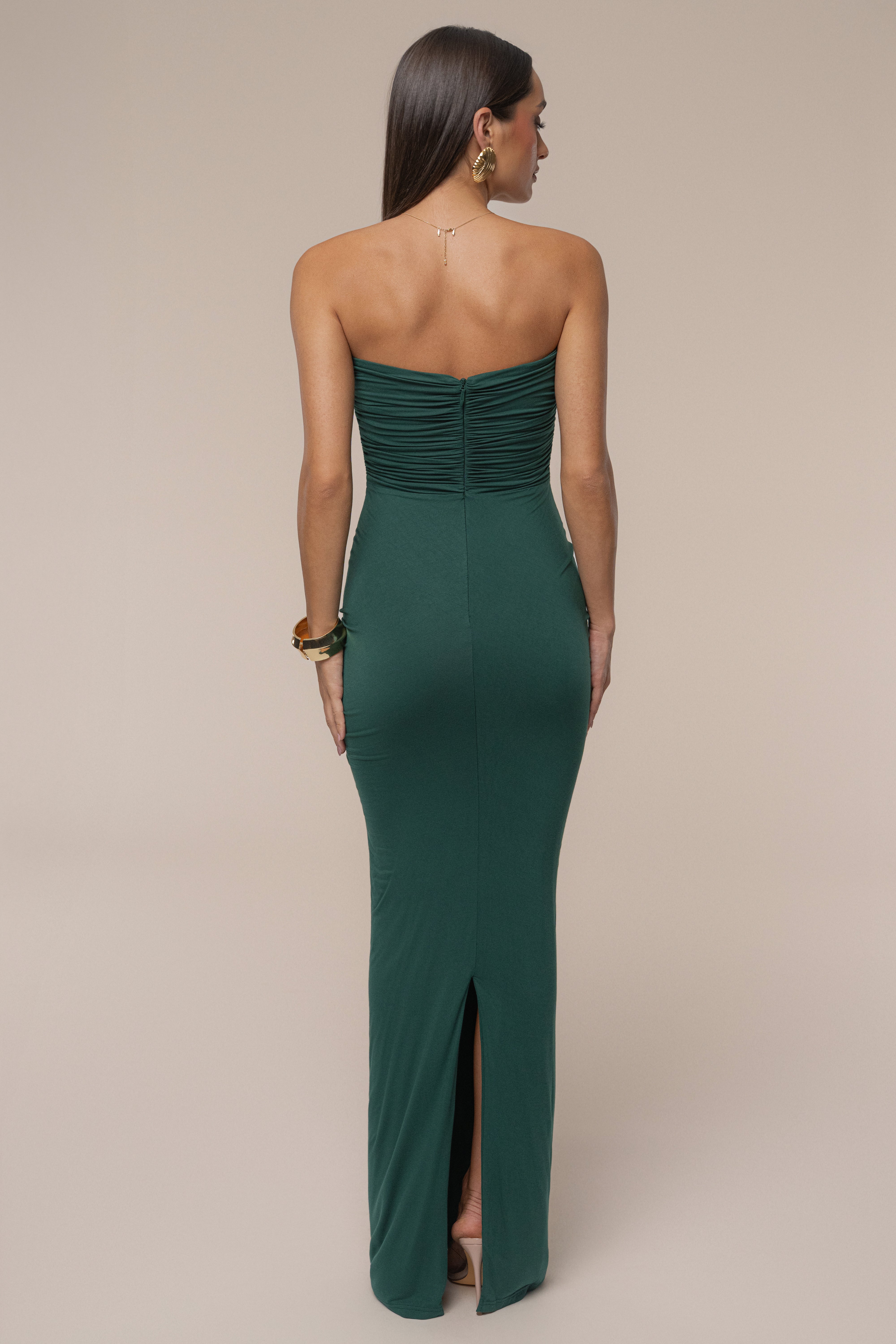Emerald Atlantis Drape Maxi Dress - JLUXLABEL
