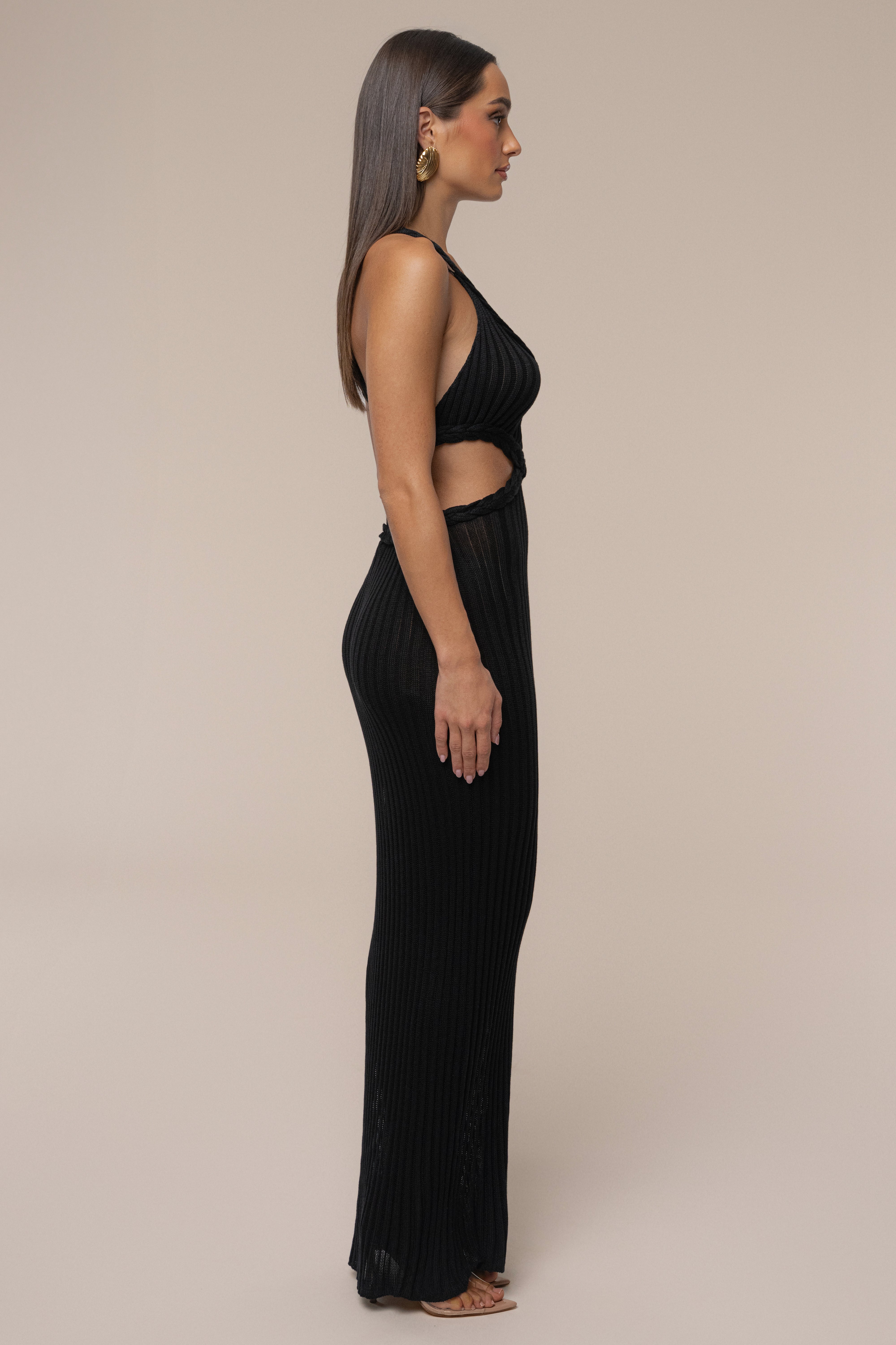 Black Drift And Dream Braided Maxi Dress - JLUXLABEL