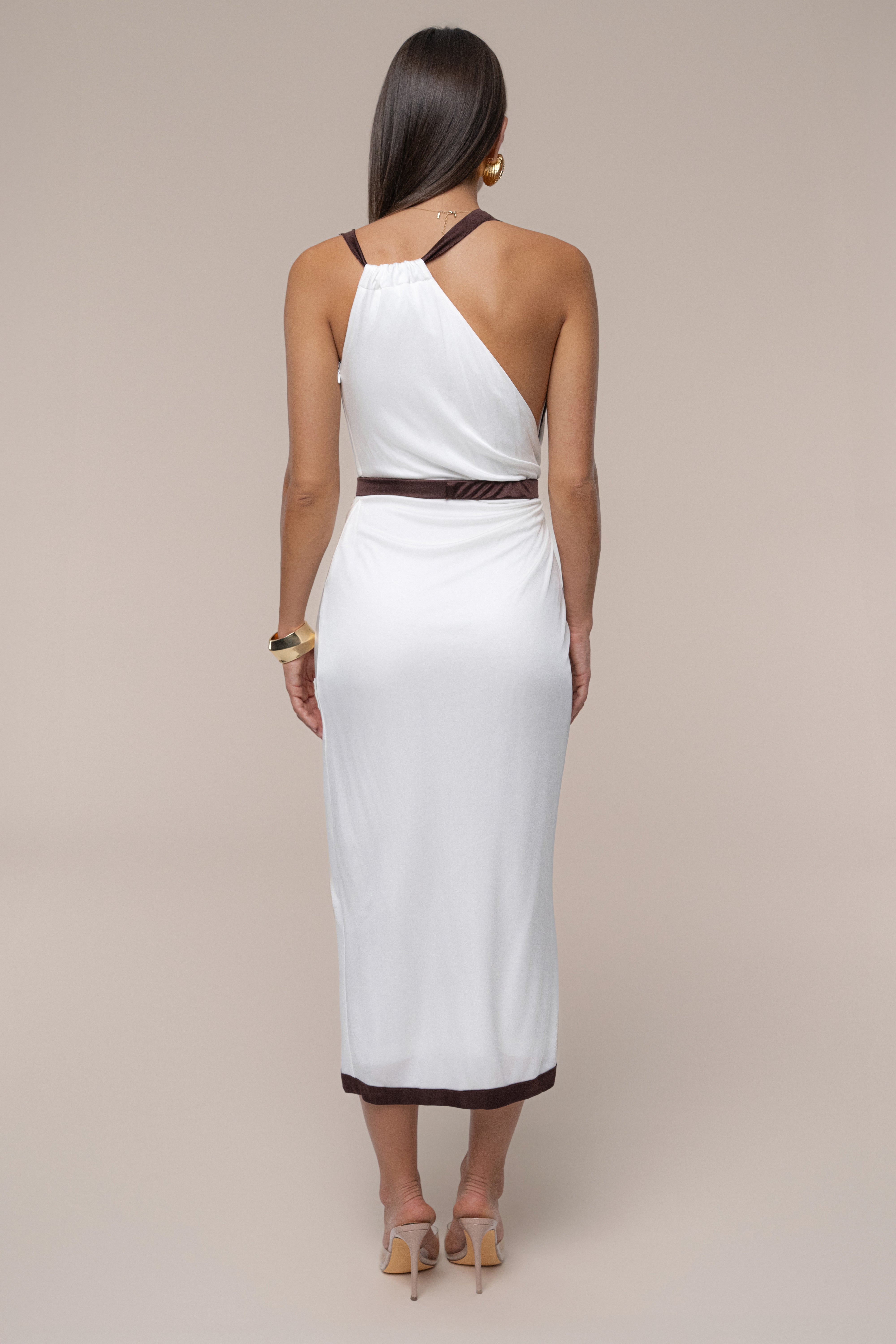 Ivory Anniversary Belted Wrap Dress - JLUXLABEL