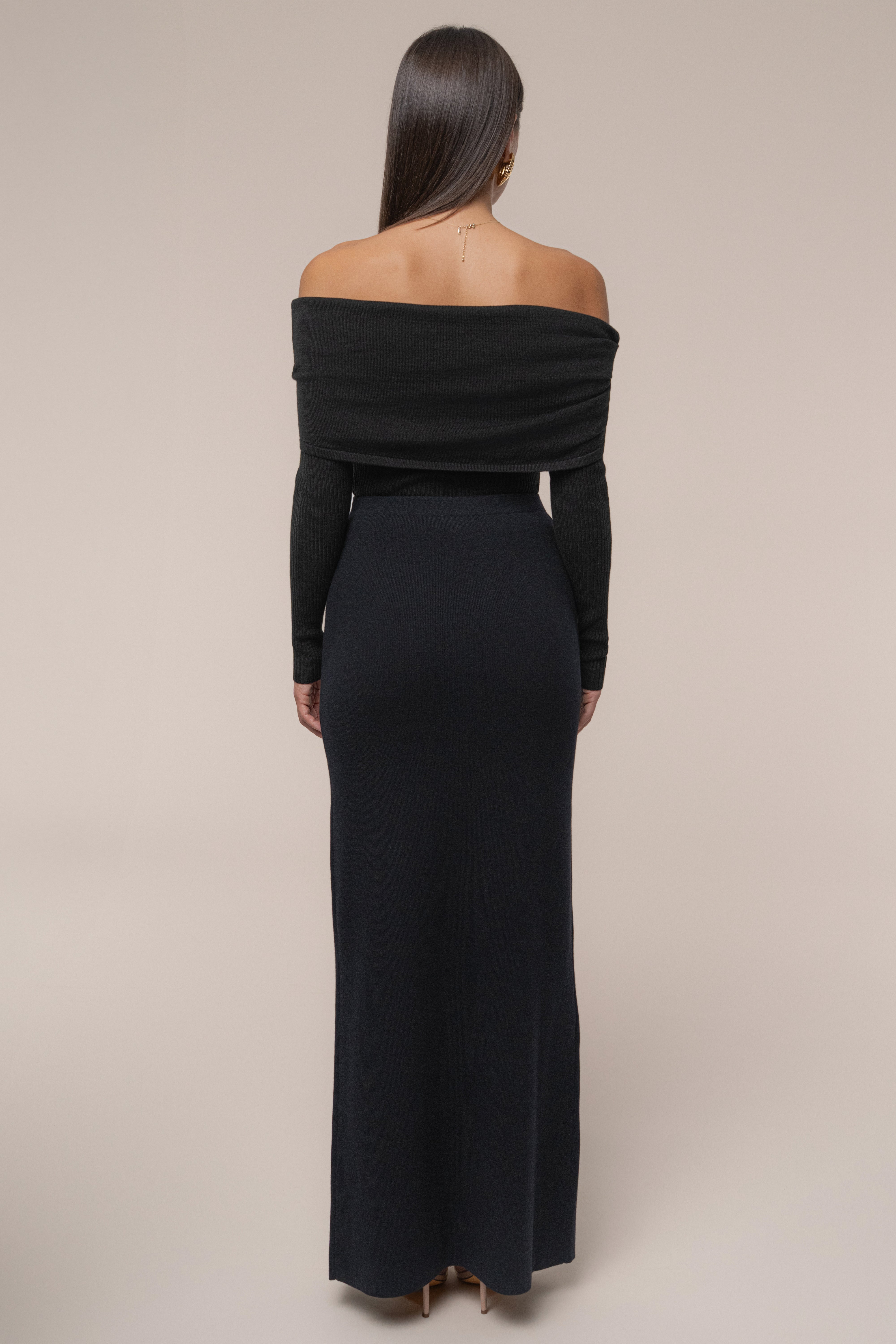 Black London Knit Maxi Skirt - JLUXLABEL