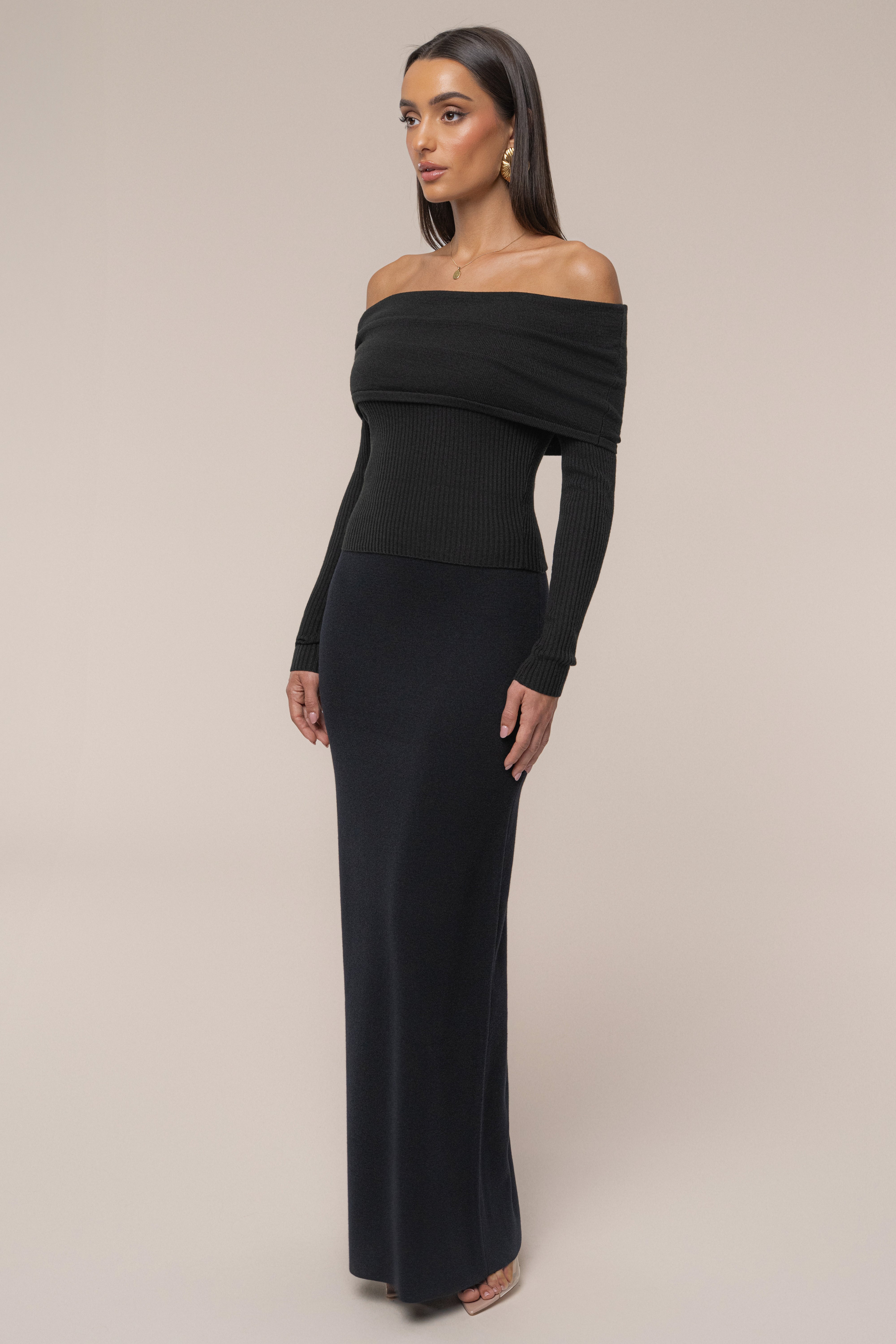 Black London Knit Maxi Skirt - JLUXLABEL