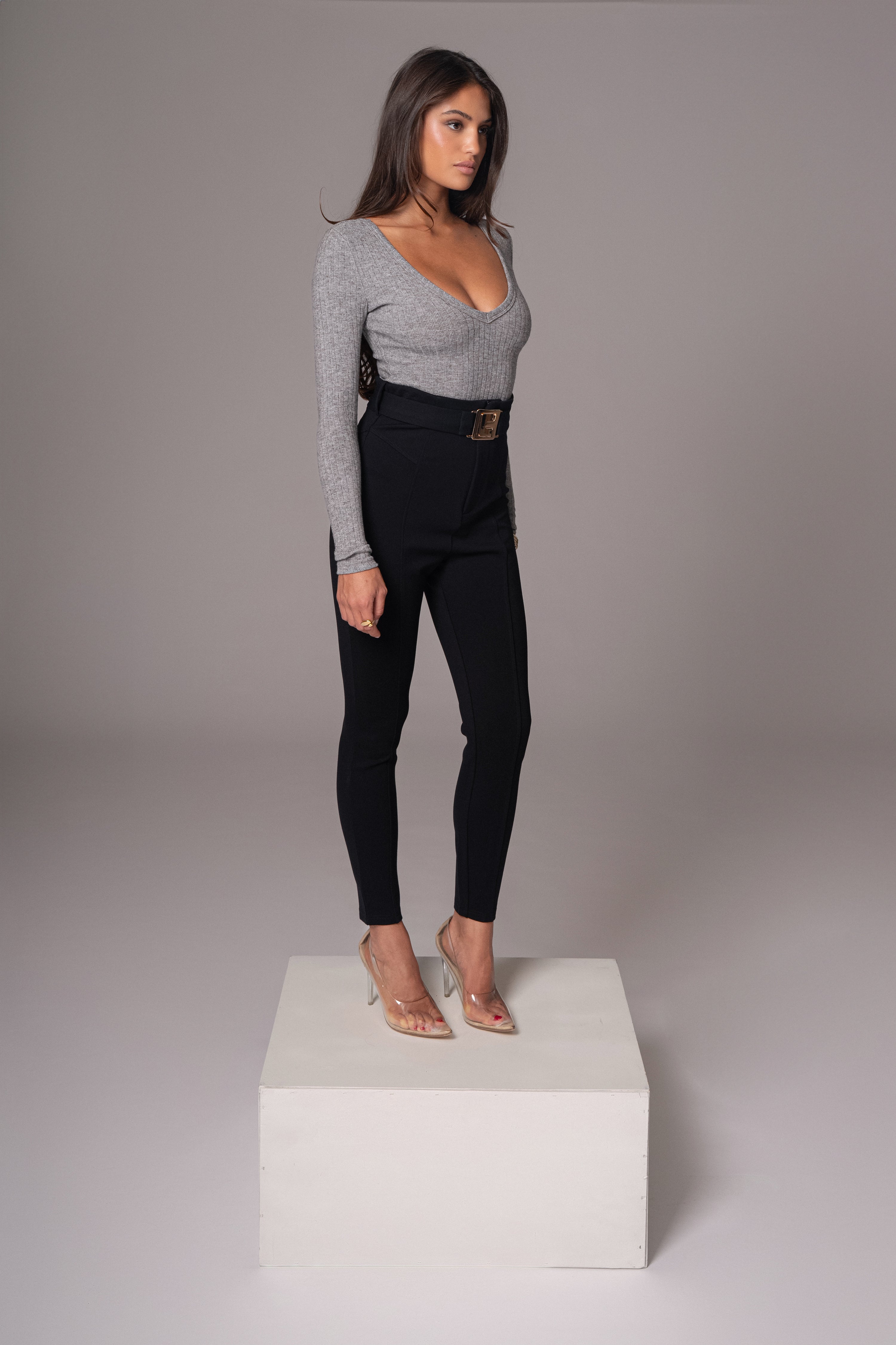 Black Golden Buckled Pants - JLUXLABEL