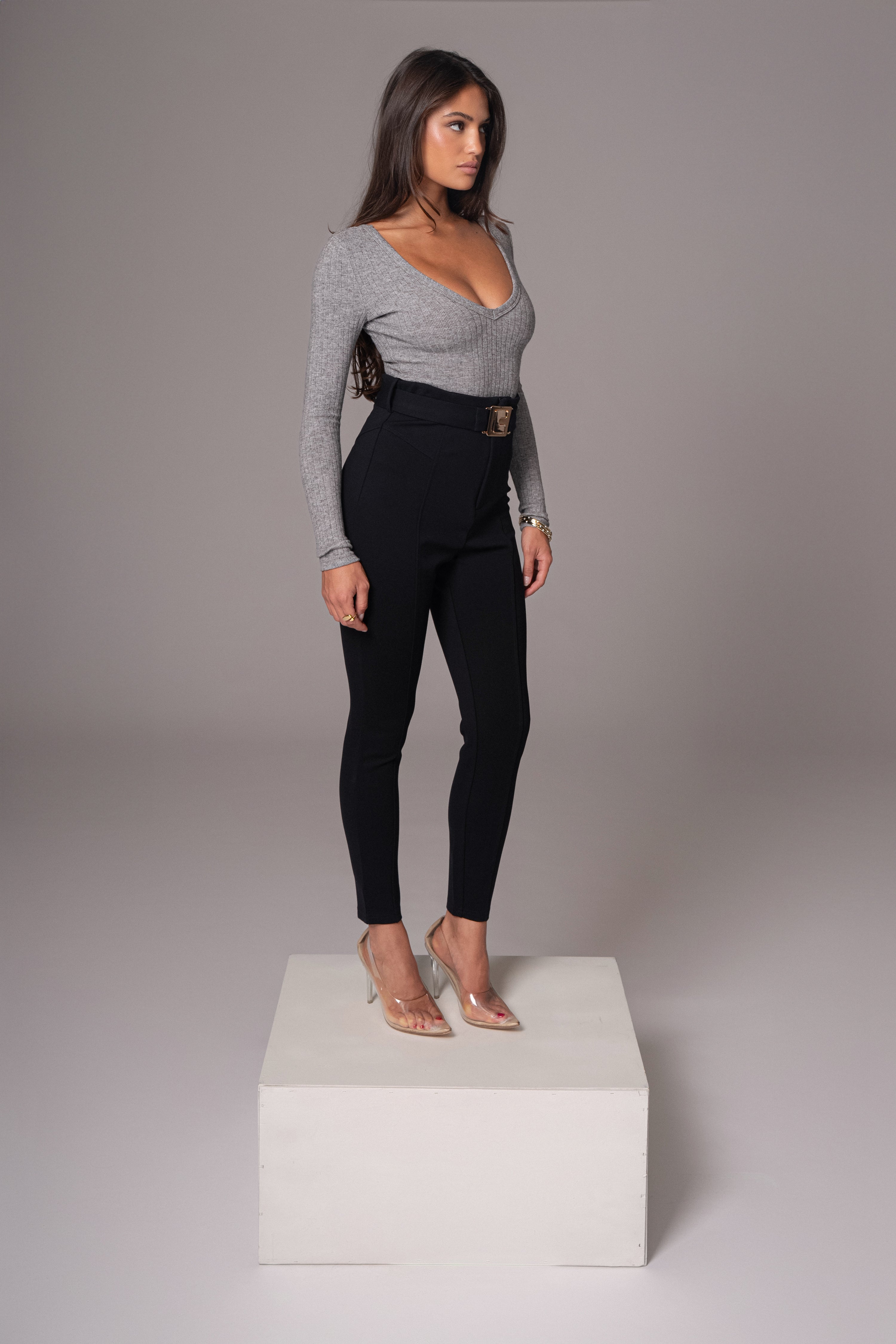 Black Golden Buckled Pants - JLUXLABEL