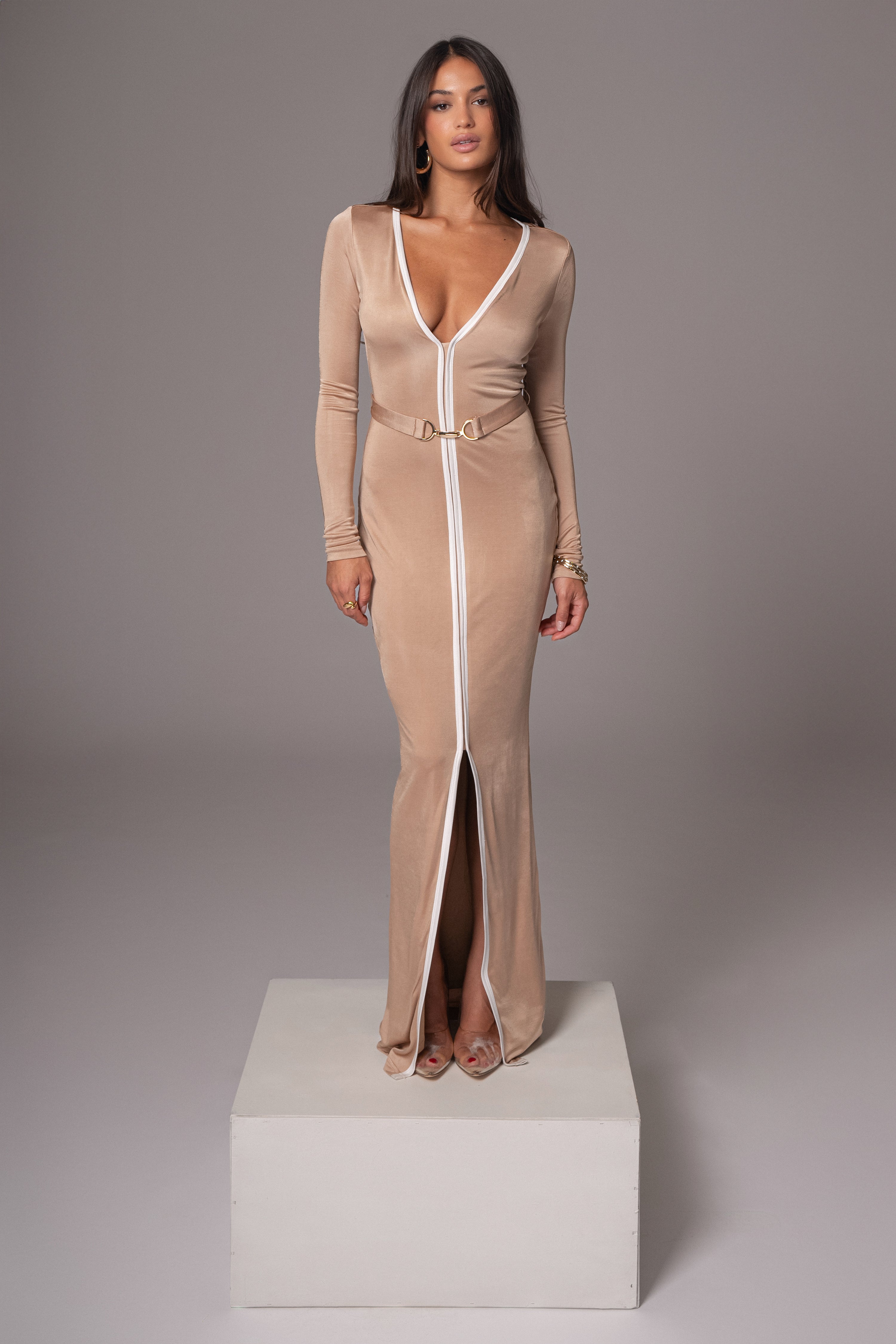 Tan Juki Maxi Dress - JLUXLABEL