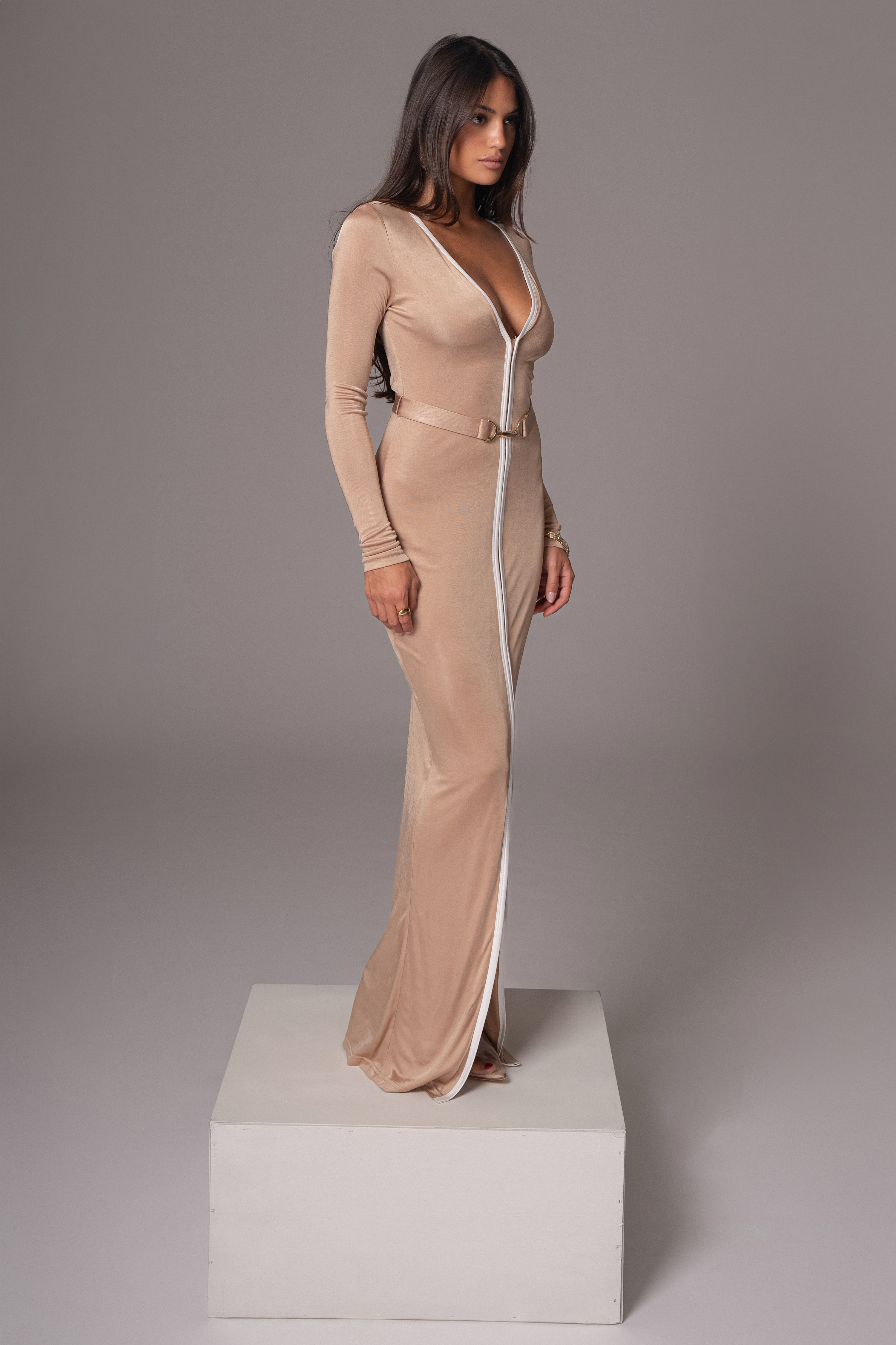 Tan Juki Maxi Dress - JLUXLABEL