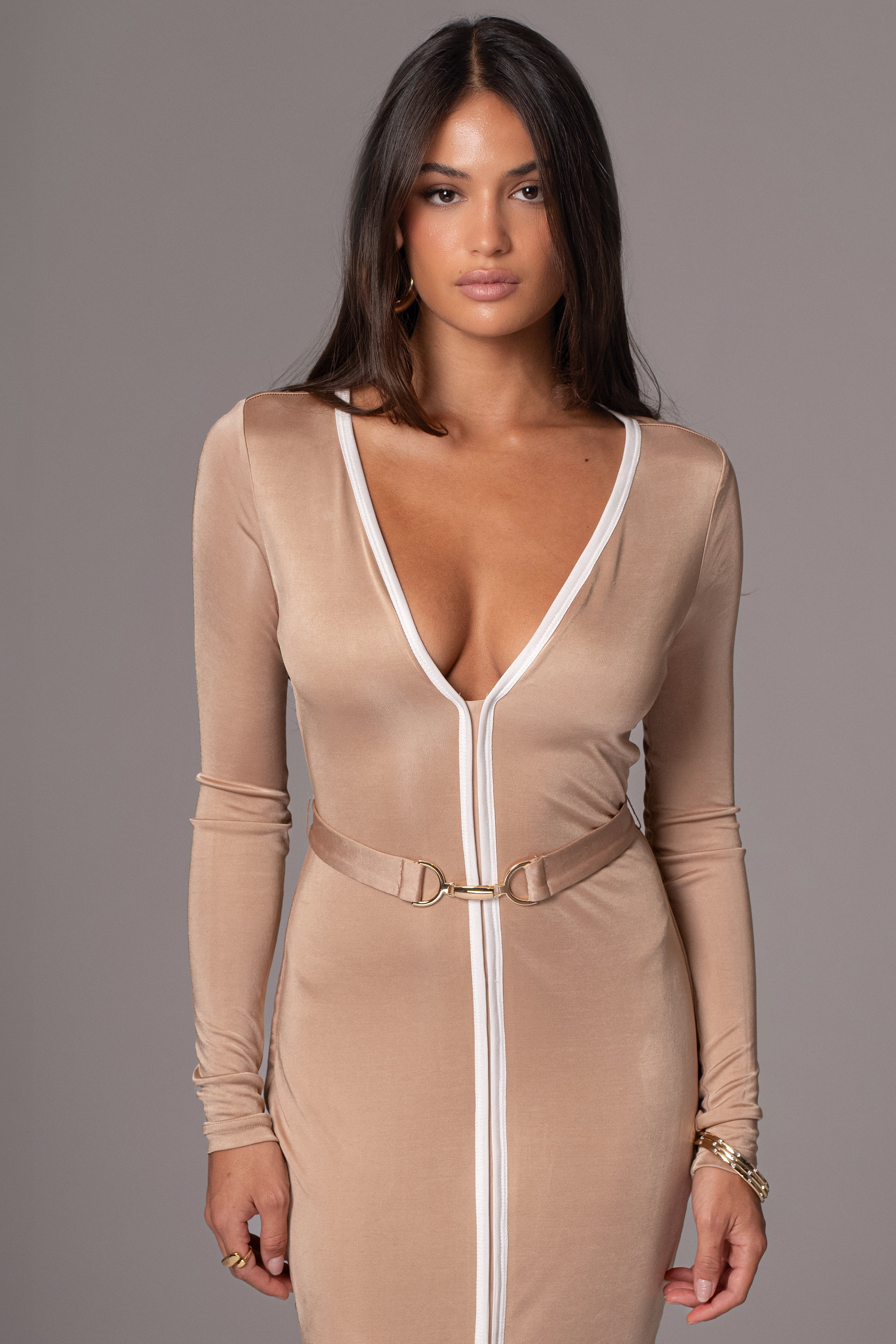 Tan Juki Maxi Dress - JLUXLABEL