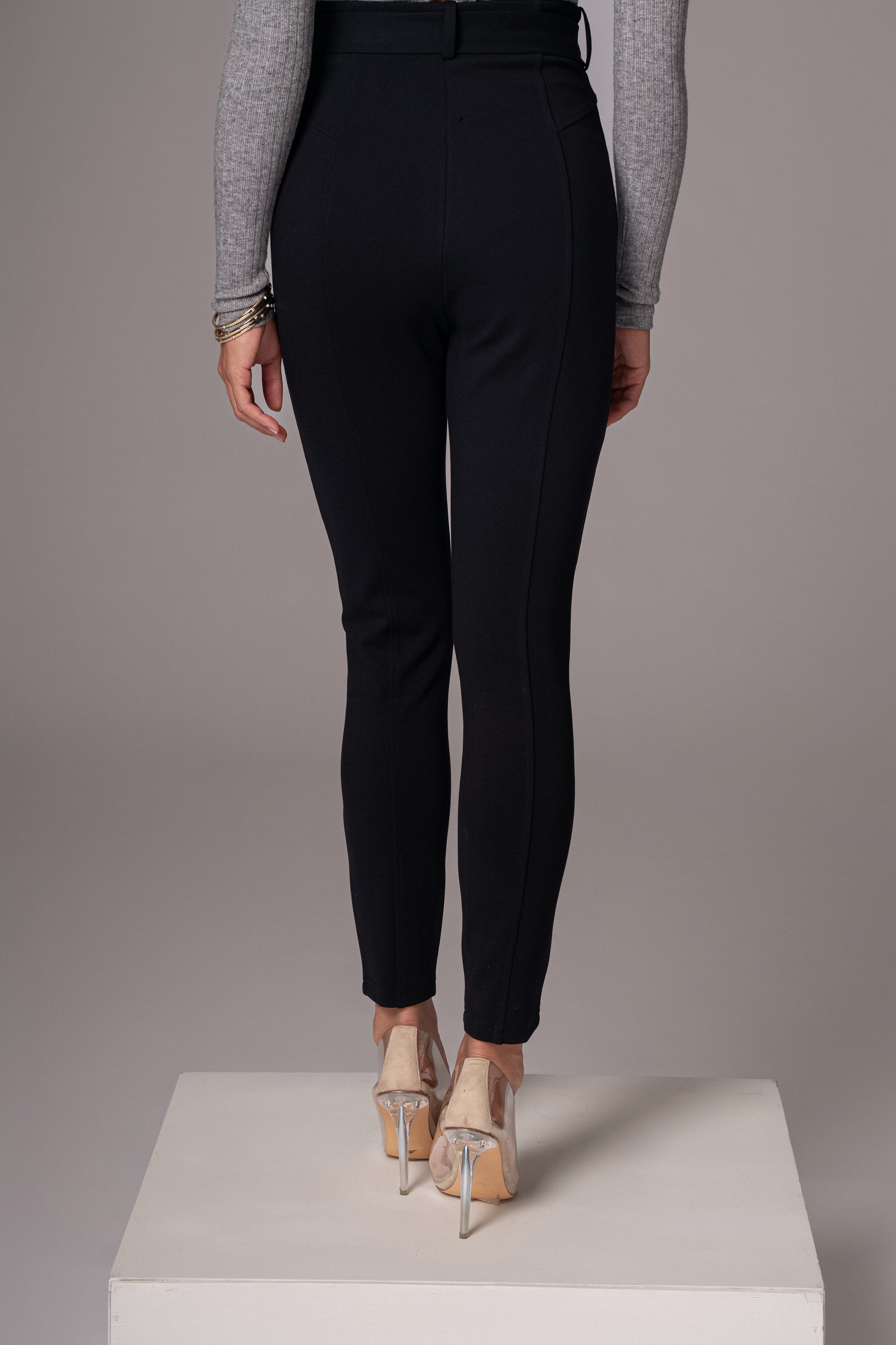 Black Golden Buckled Pants - JLUXLABEL