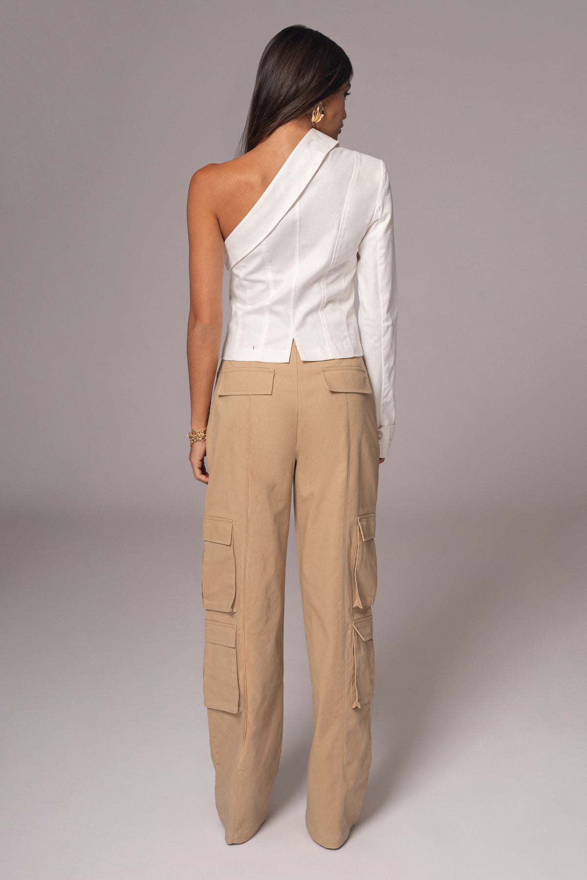 JLUXLABEL khaki double take cargo pants, stylish bottoms with multiple pockets and relaxed fit, perfect for casual wear.