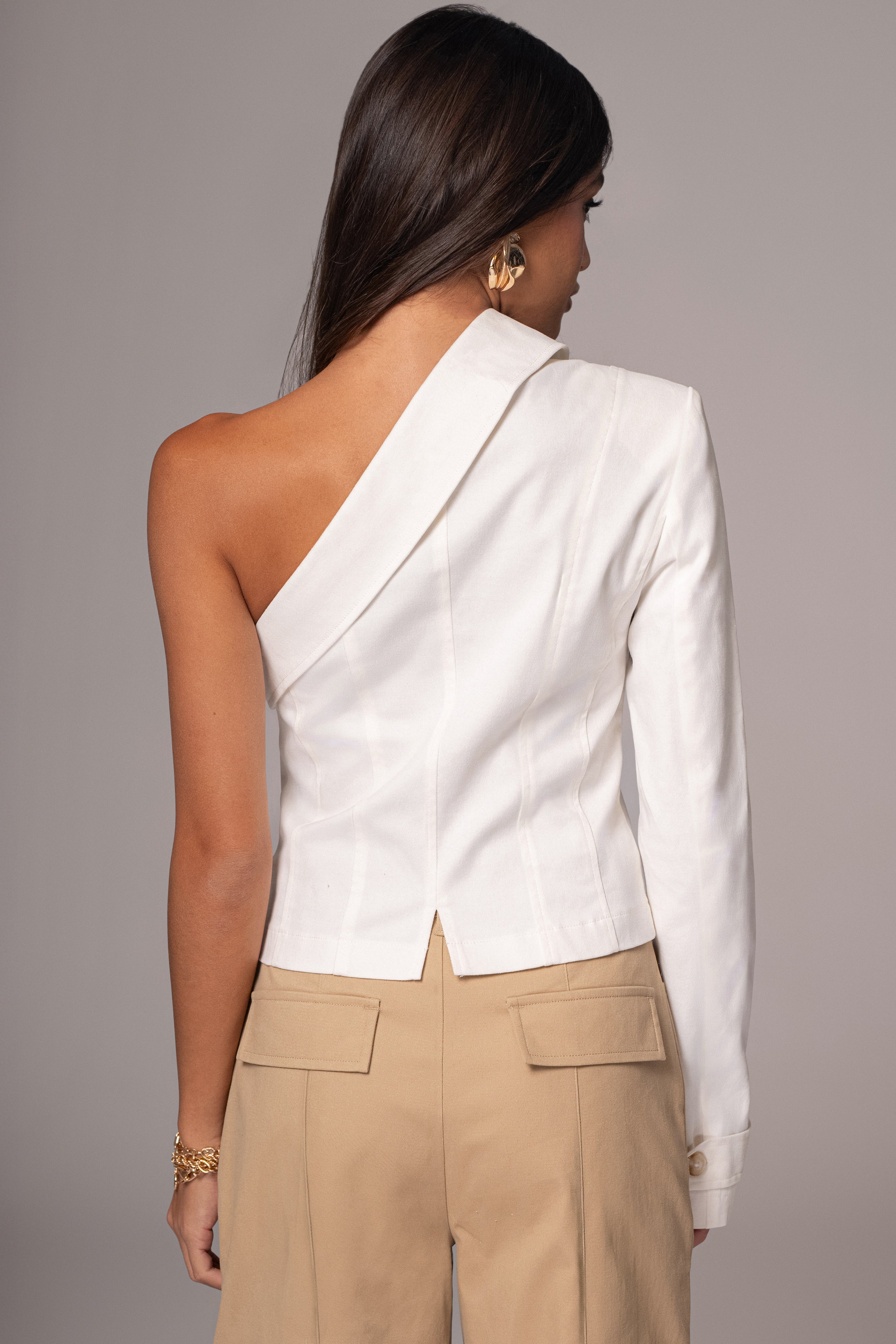 Ivory Amal One Shoulder Top - JLUXLABEL