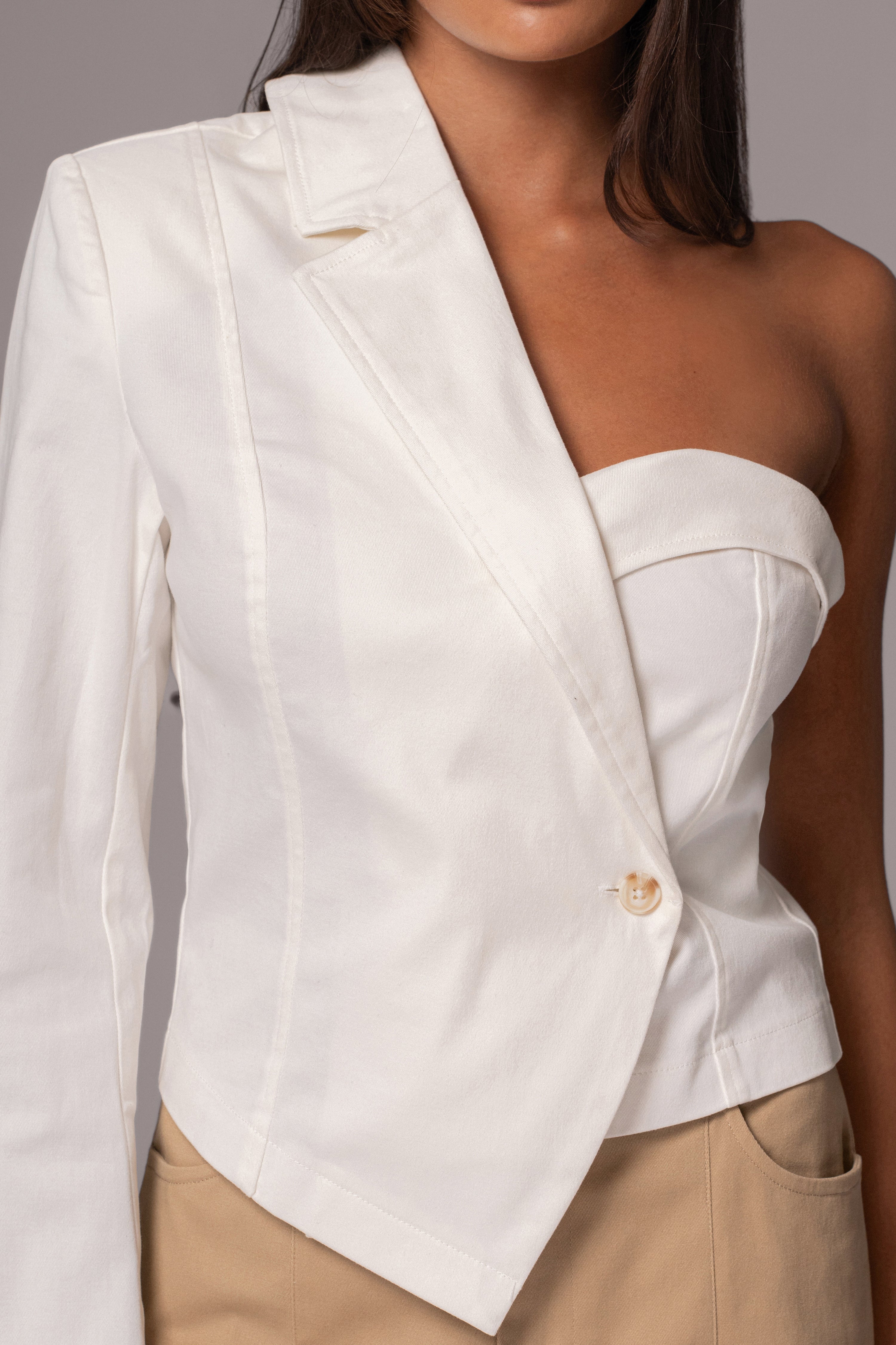 Ivory Amal One Shoulder Top - JLUXLABEL