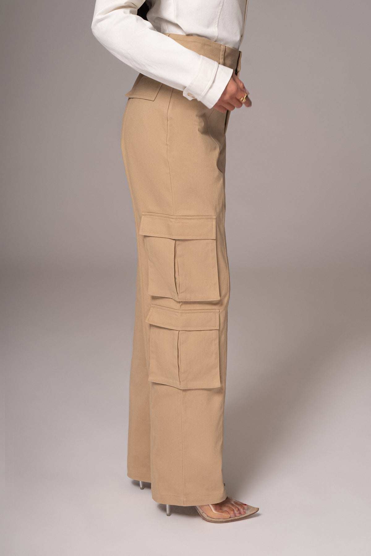 JLUXLABEL khaki double take cargo pants, stylish bottoms with multiple pockets, perfect for casual and everyday wear.