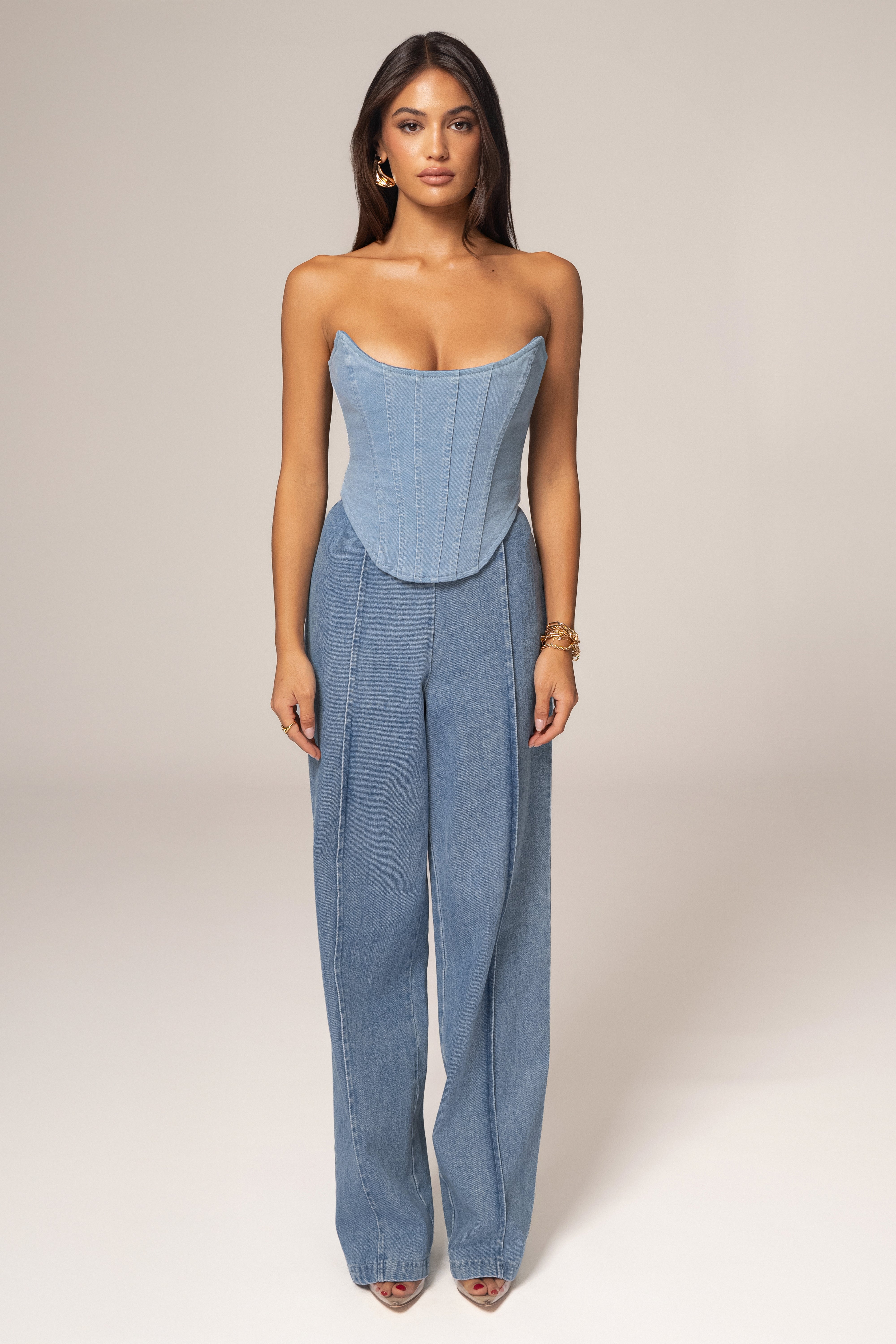 Medium Wash Fenix Reversible Denim Corset - JLUXLABEL