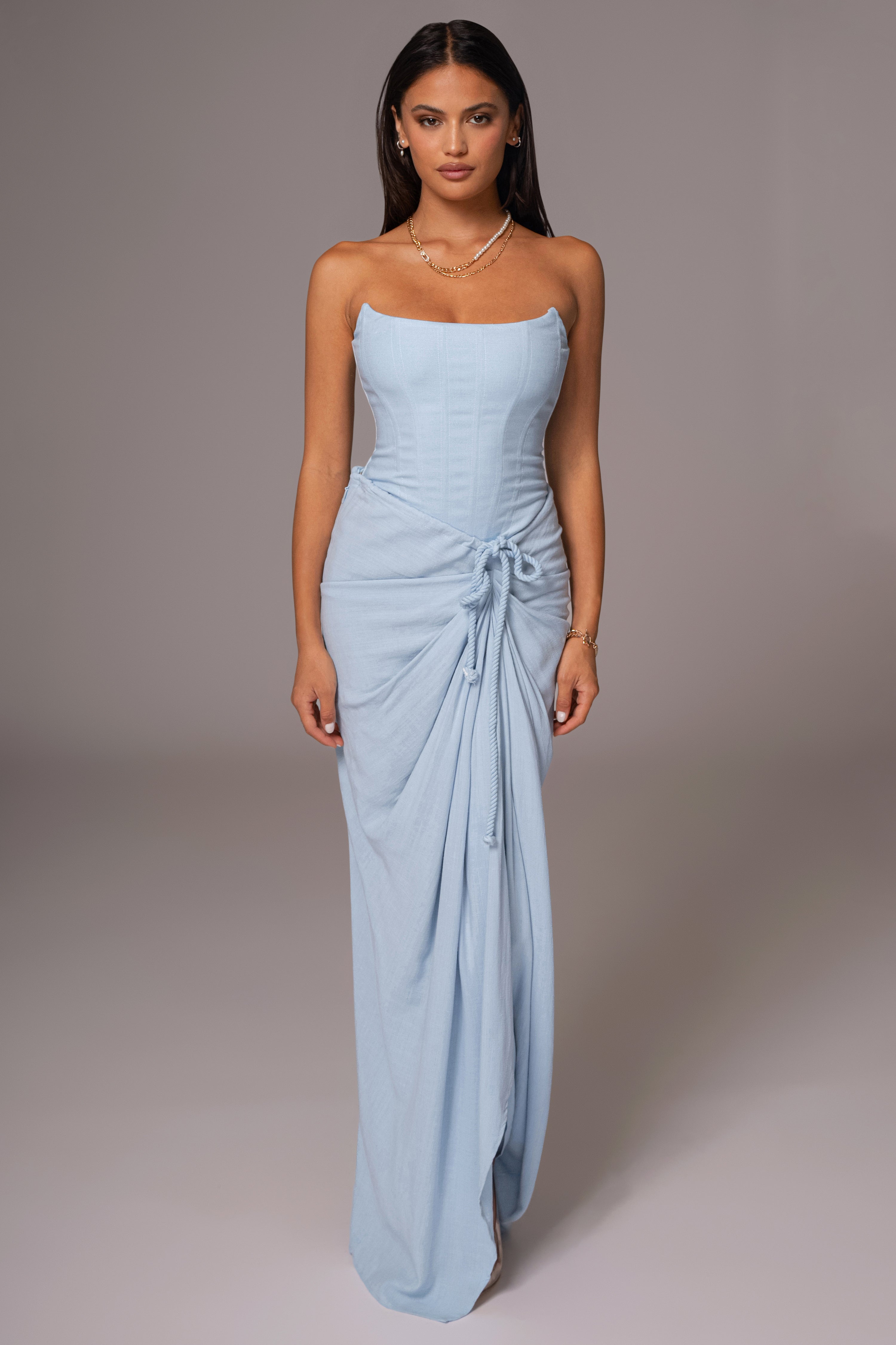 Sky Blue Fenix Reversible Linen Corset - JLUXLABEL