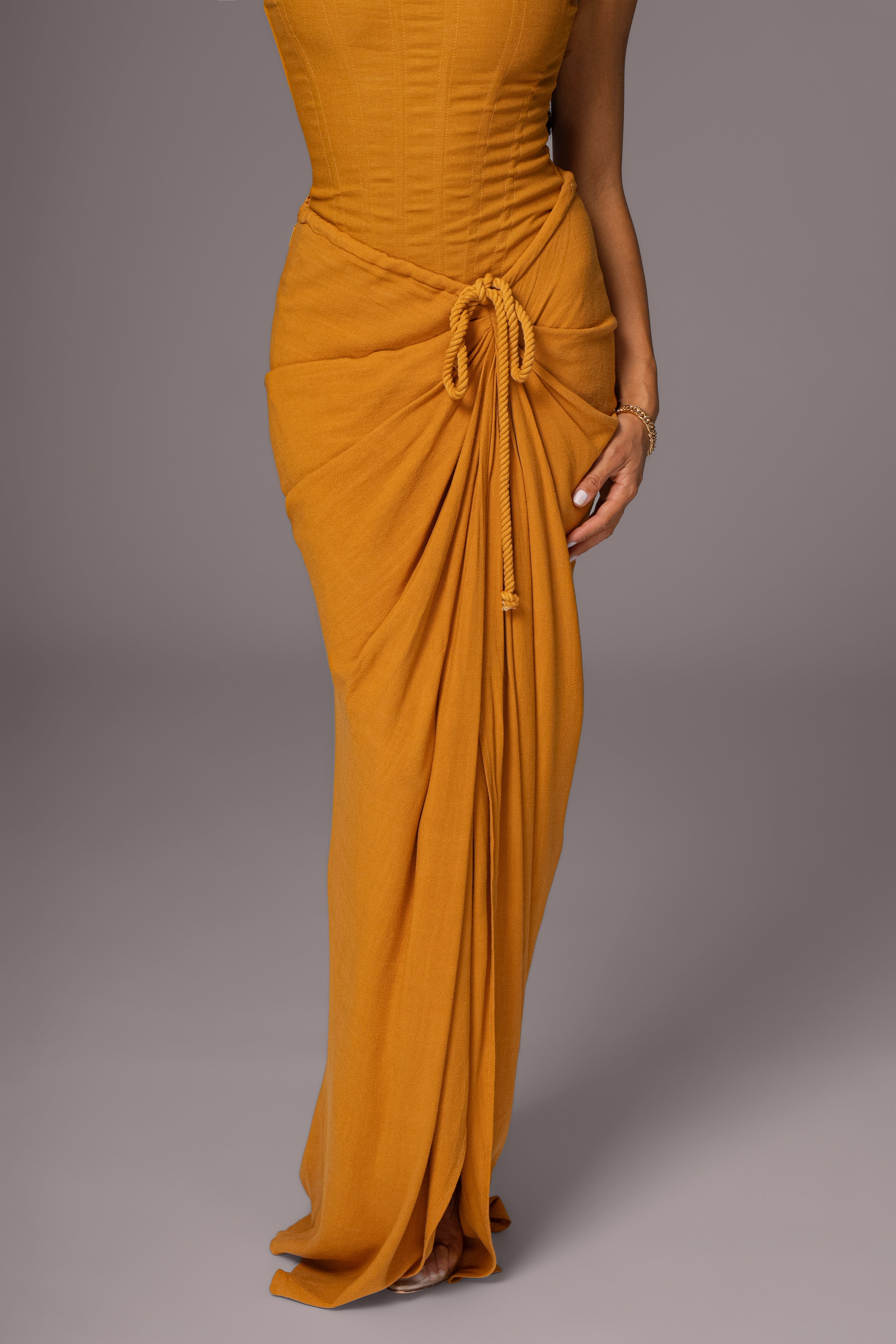 Yellow Noelia Linen Slit Skirt - JLUXLABEL