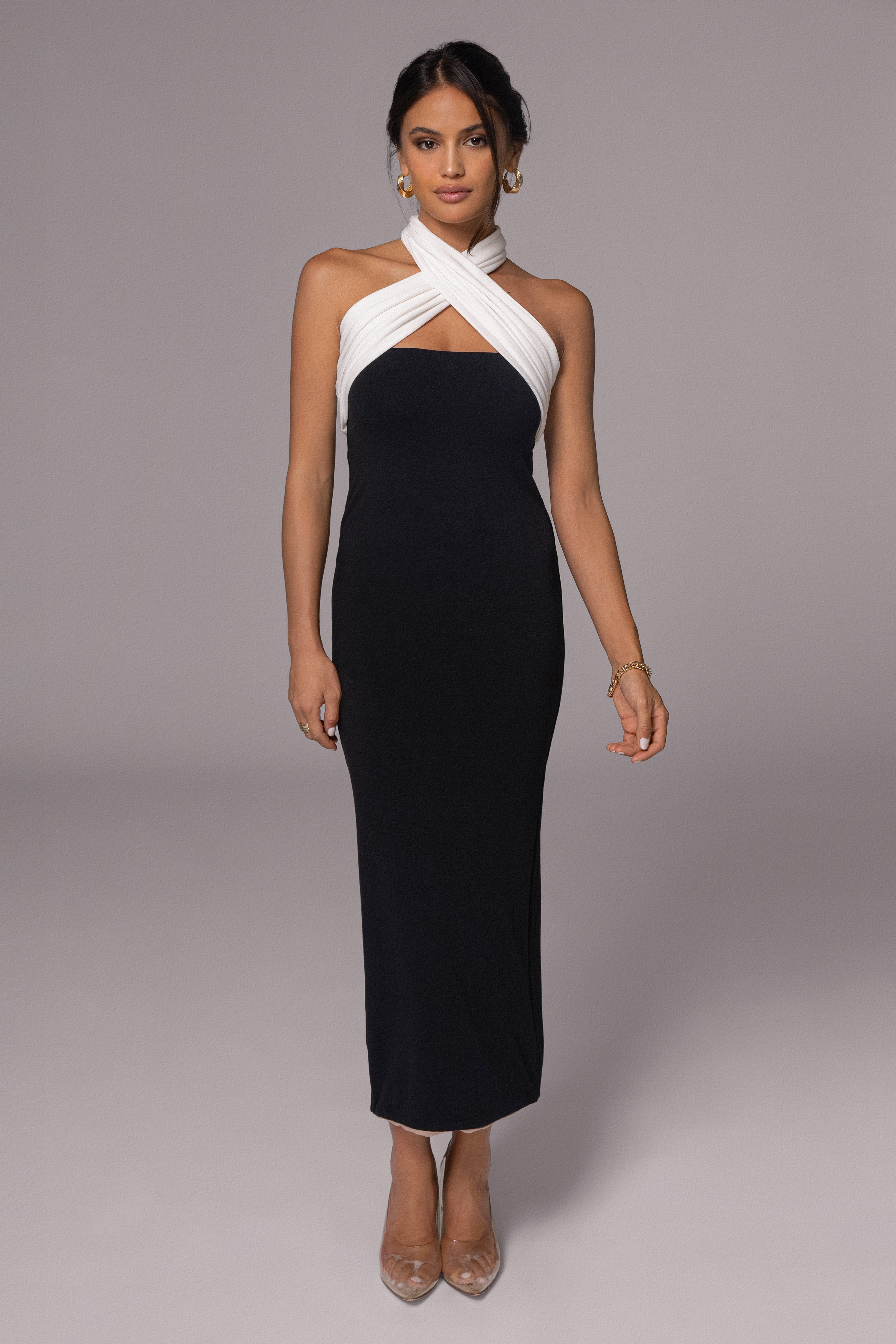 Black/Beige Dominic Reversible Maxi Dress - JLUXLABEL