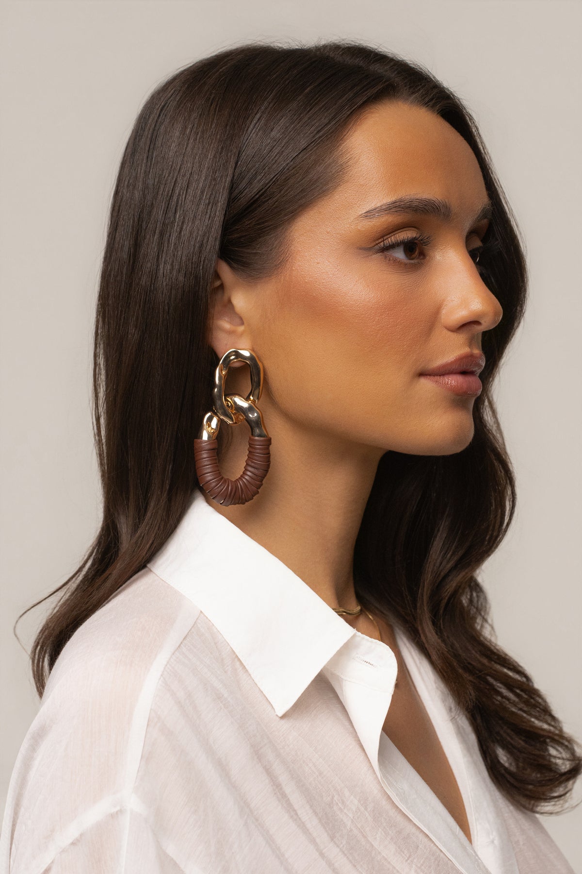 Brown Camille earrings by JLUXLABEL featuring stylish jewelry with a warm brown finish and elegant design.