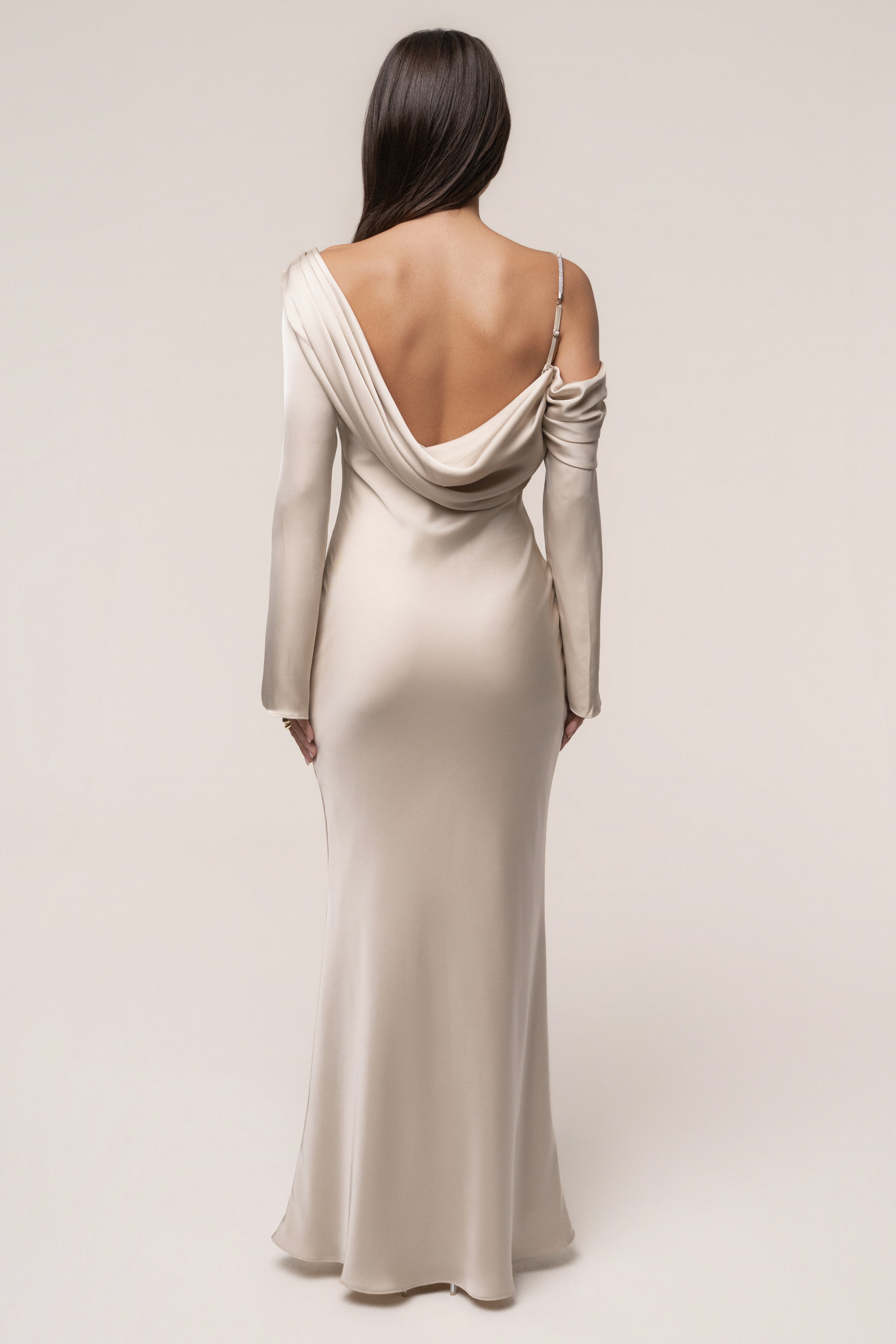 Champagne One And Only Satin Dress - JLUXLABEL