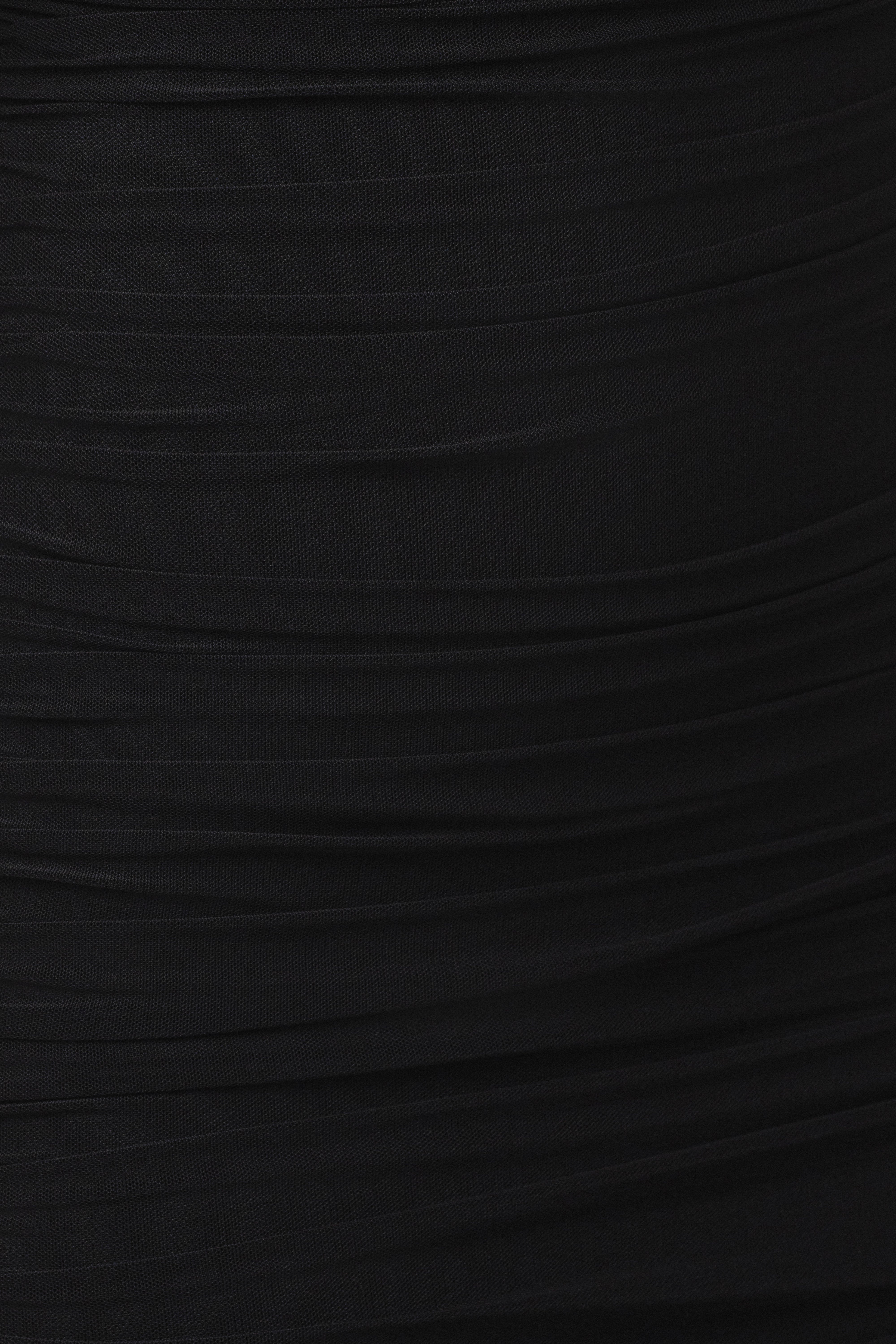 Black Timeless Drape Midi Dress by JLUXLABEL, featuring elegant flowing fabric and a classic midi length, displayed on a mannequin.
