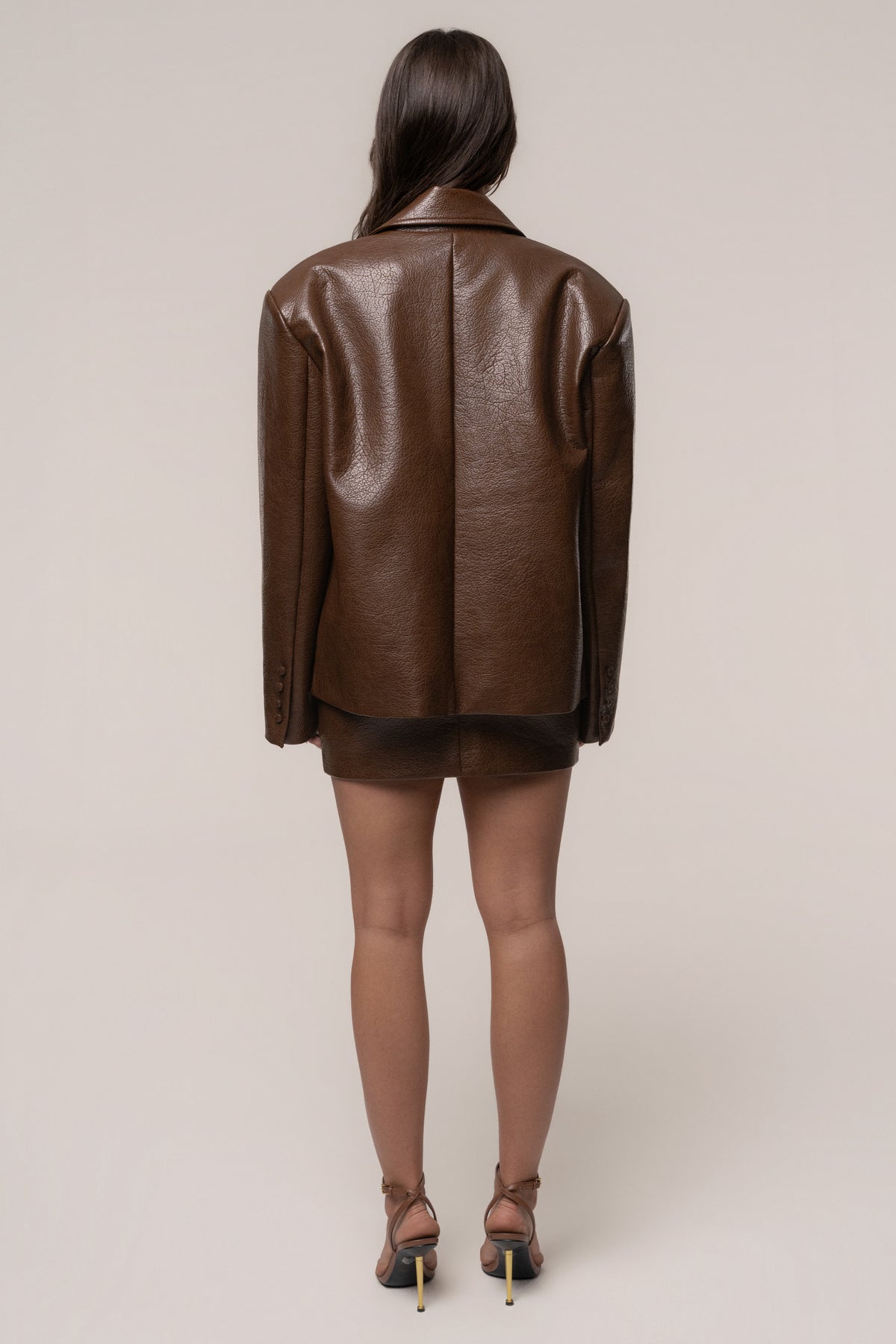 Brown Olivia PU Leather Jacket