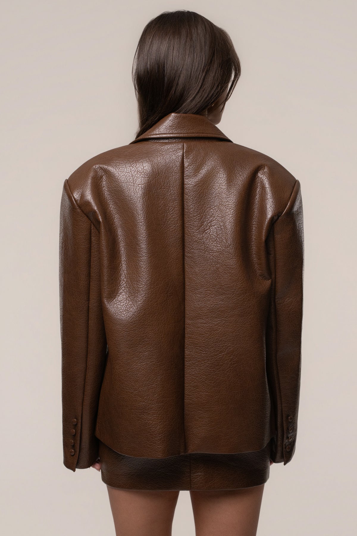 Brown Olivia PU Leather Jacket