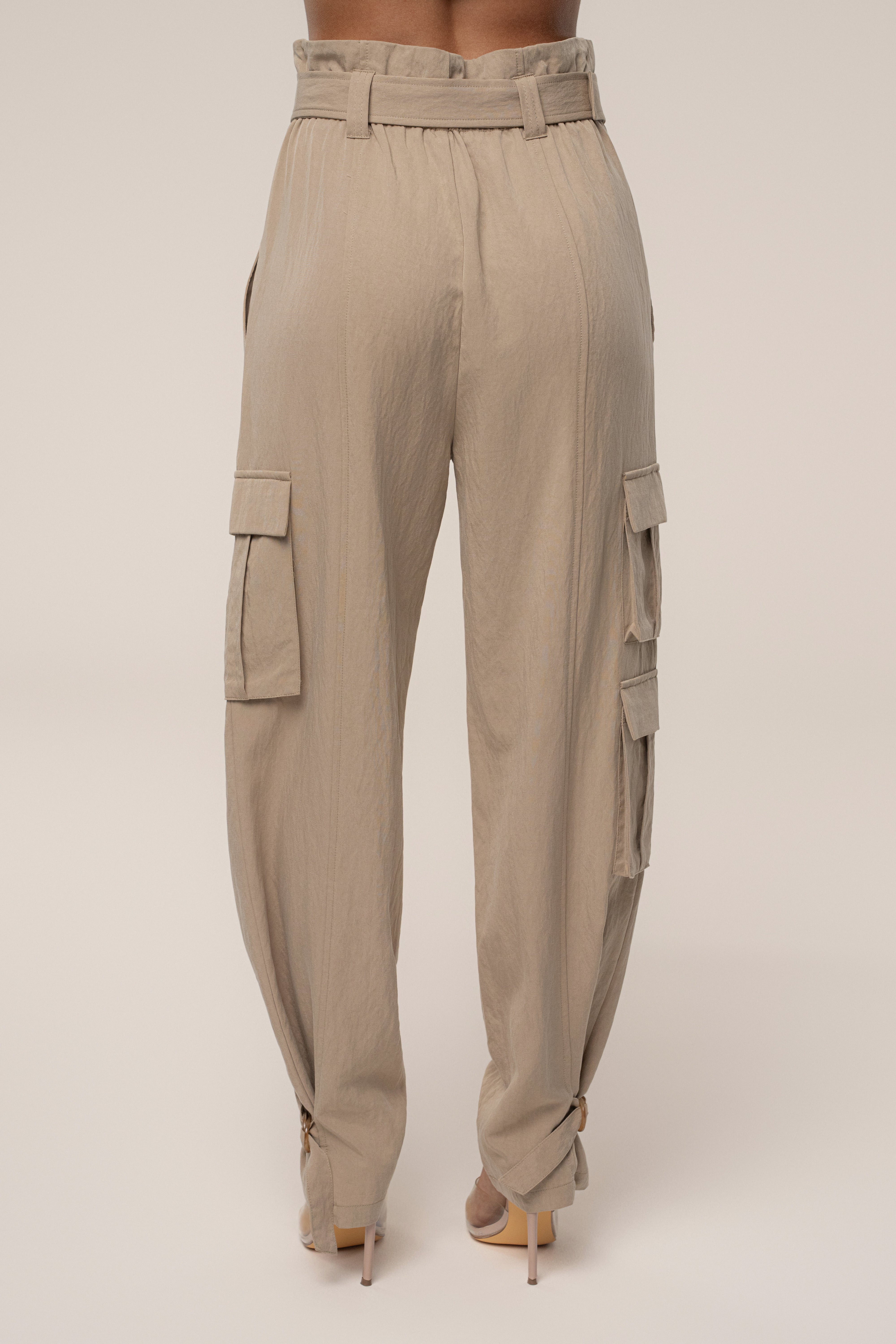 Tan Boundless Belted Cargo Pants - JLUXLABEL