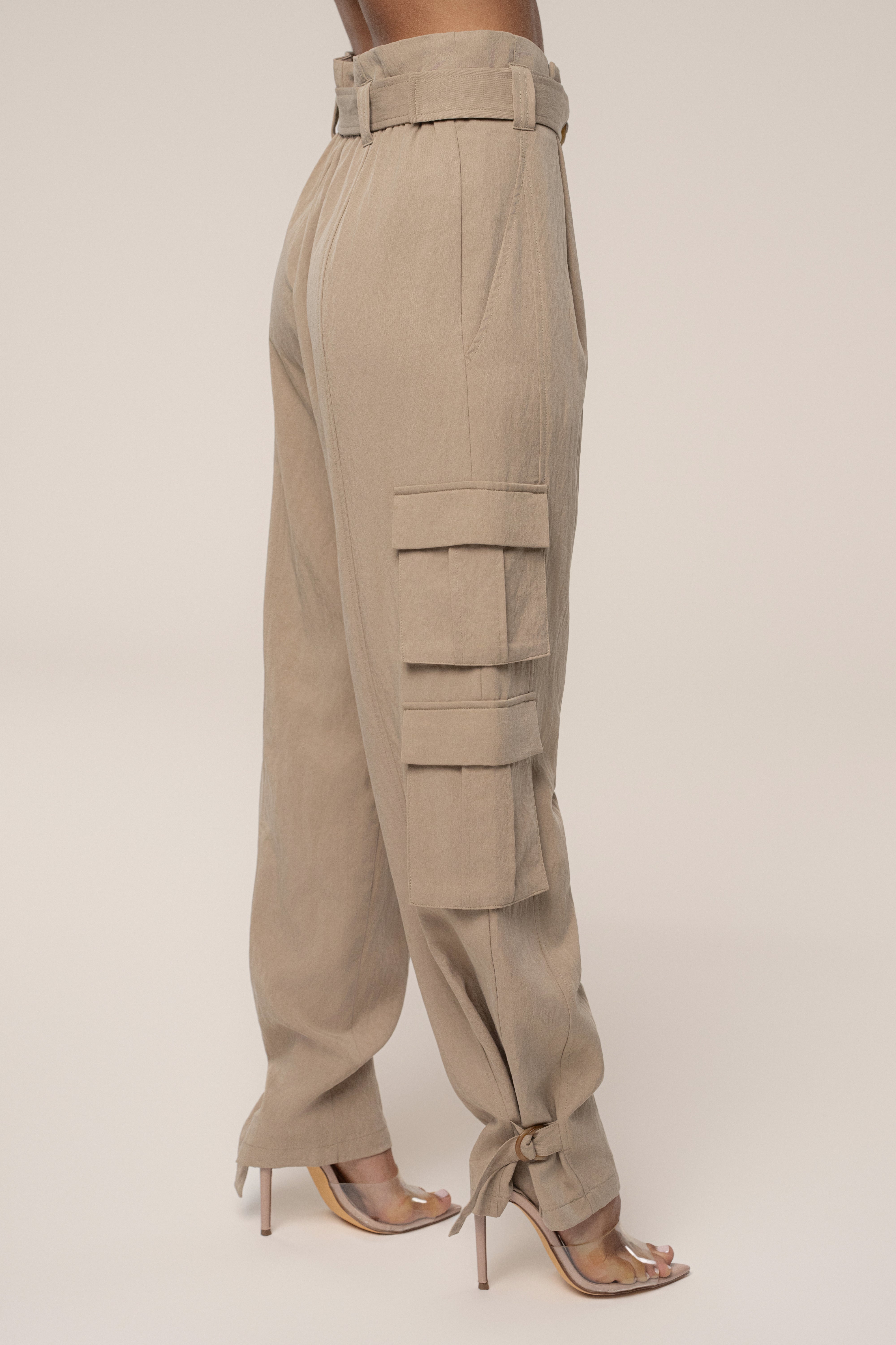 Tan Boundless Belted Cargo Pants - JLUXLABEL