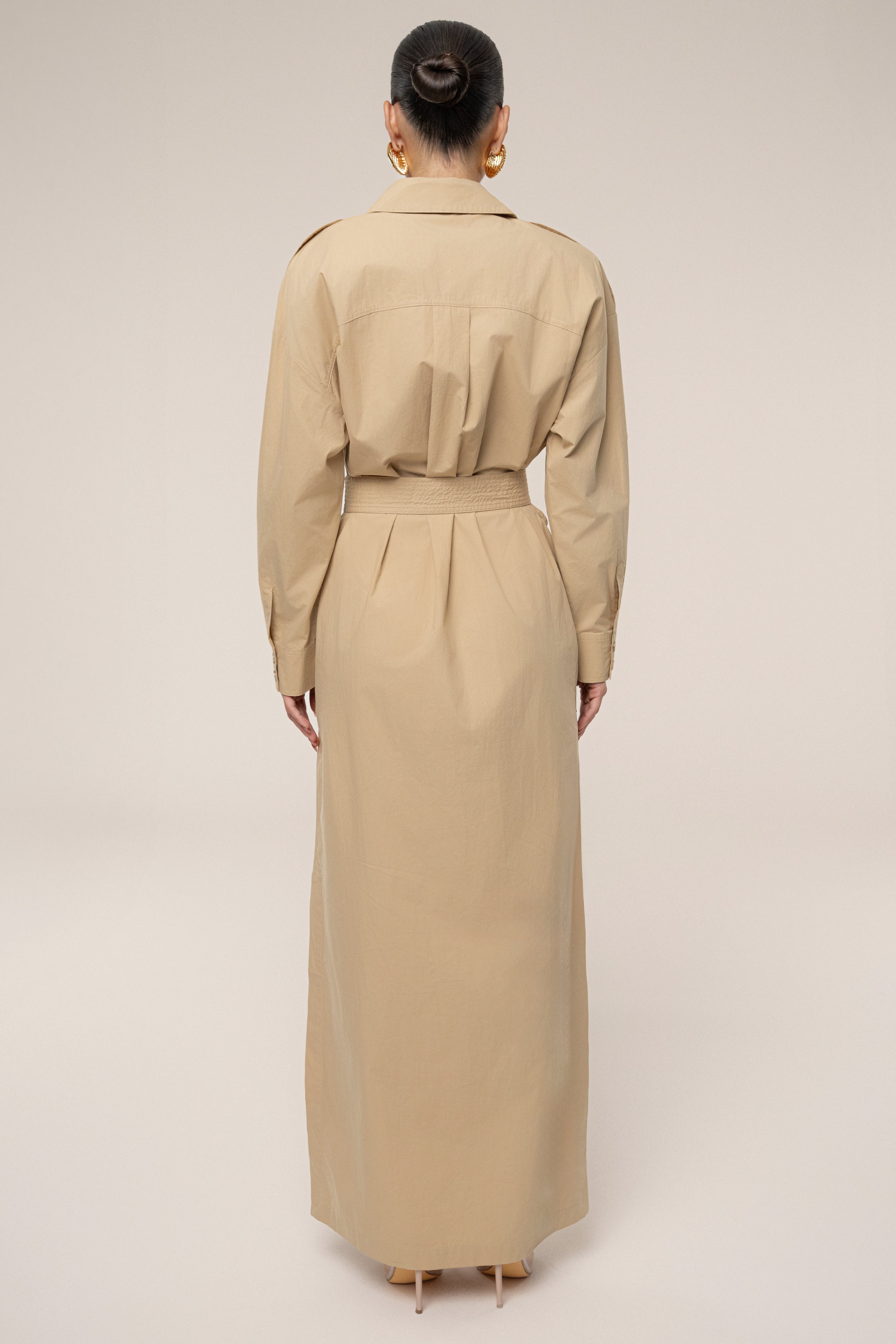 Khaki Harbor Shore Belted Maxi Dress - JLUXLABEL