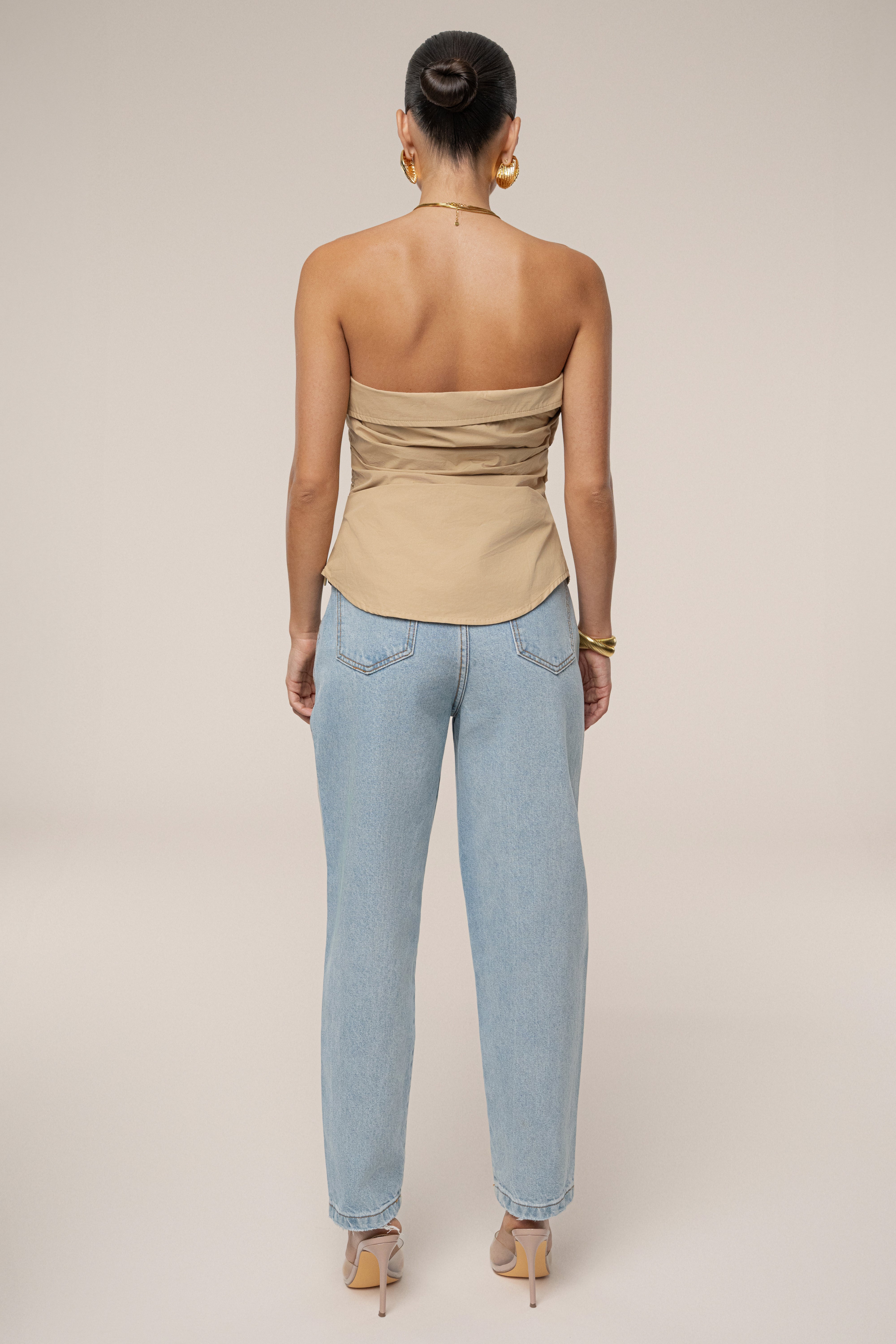 Beige Riviera Fold Over Top - JLUXLABEL