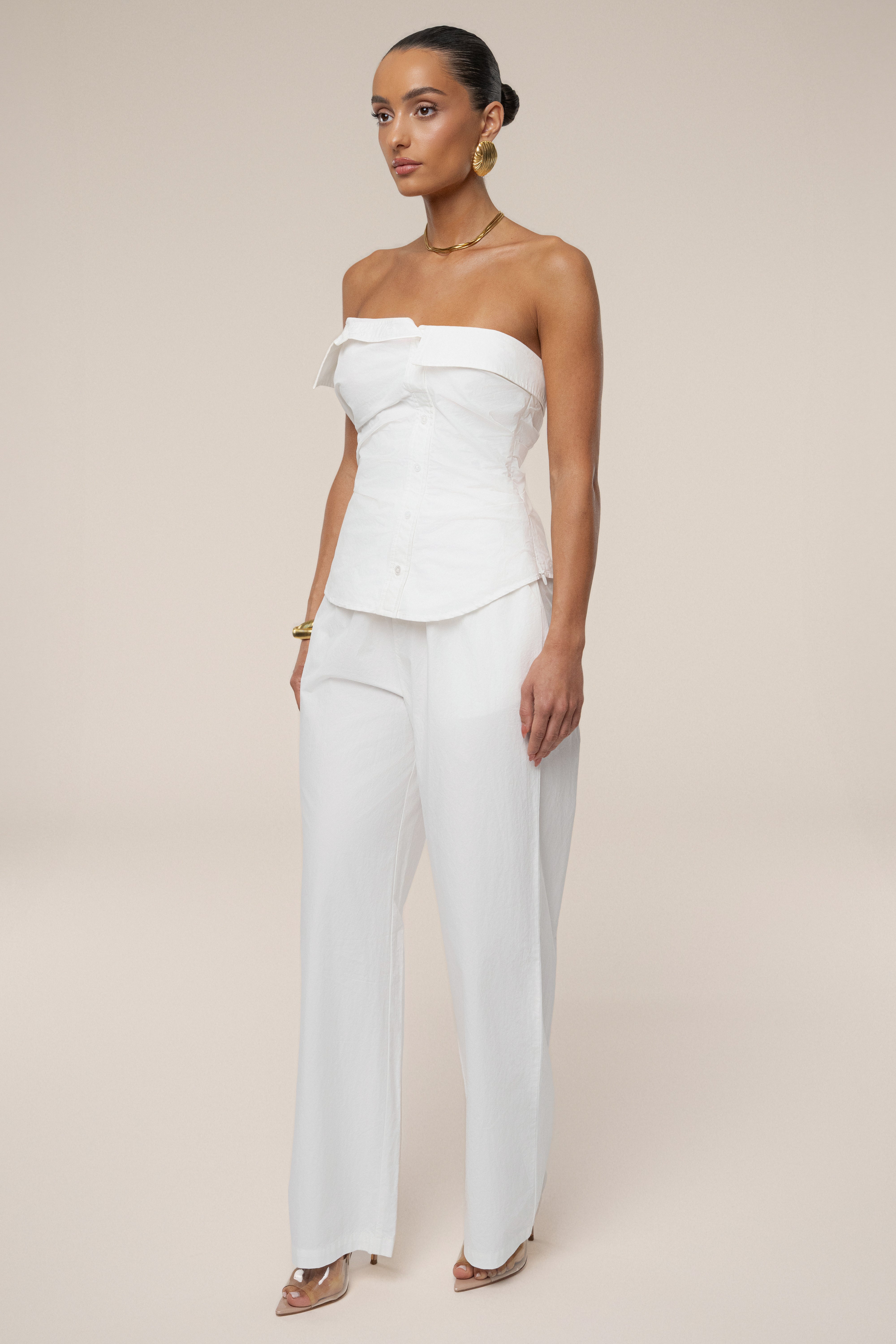 Ivory Riviera Fold Over Top - JLUXLABEL
