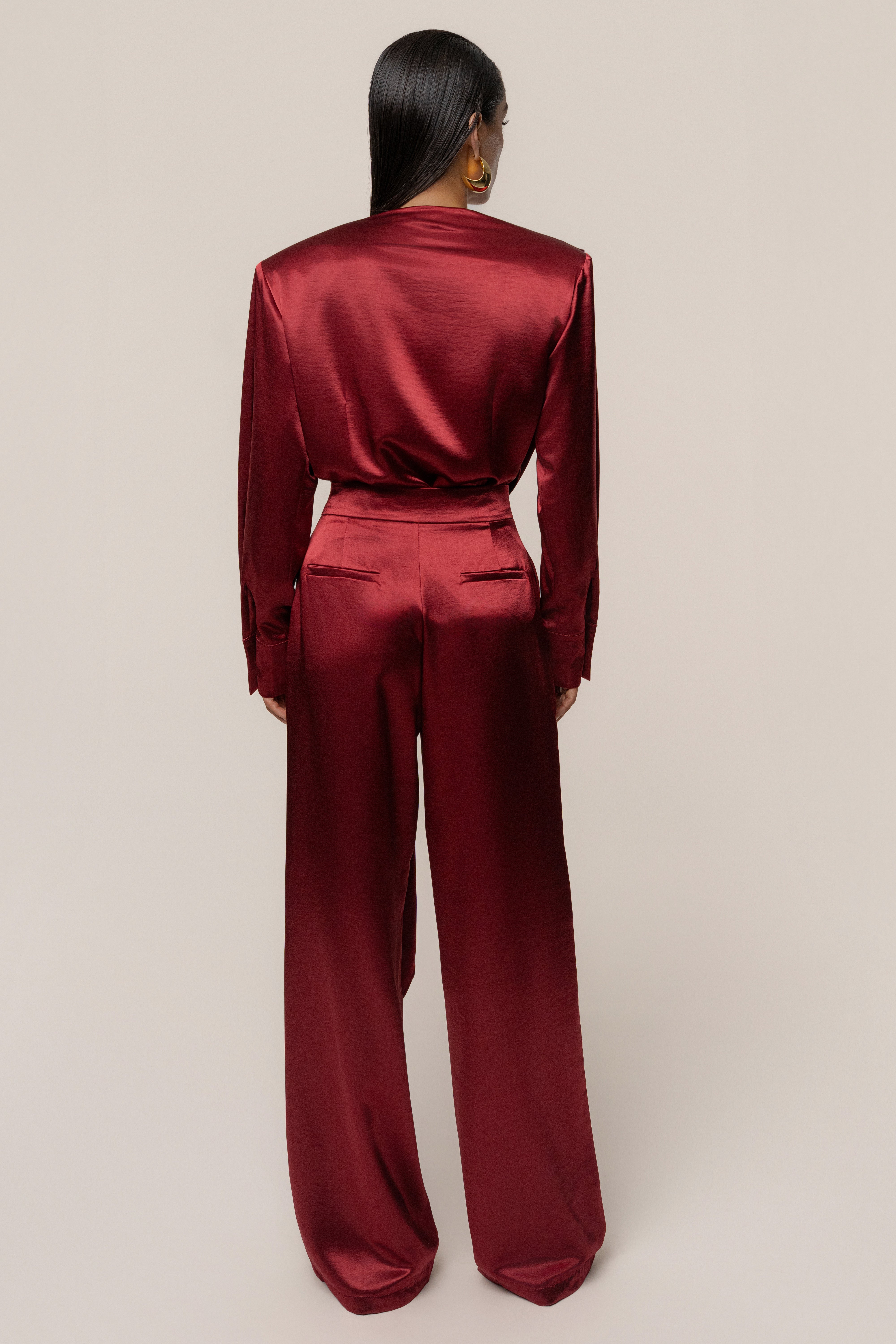 Burgundy Signature Satin Trousers