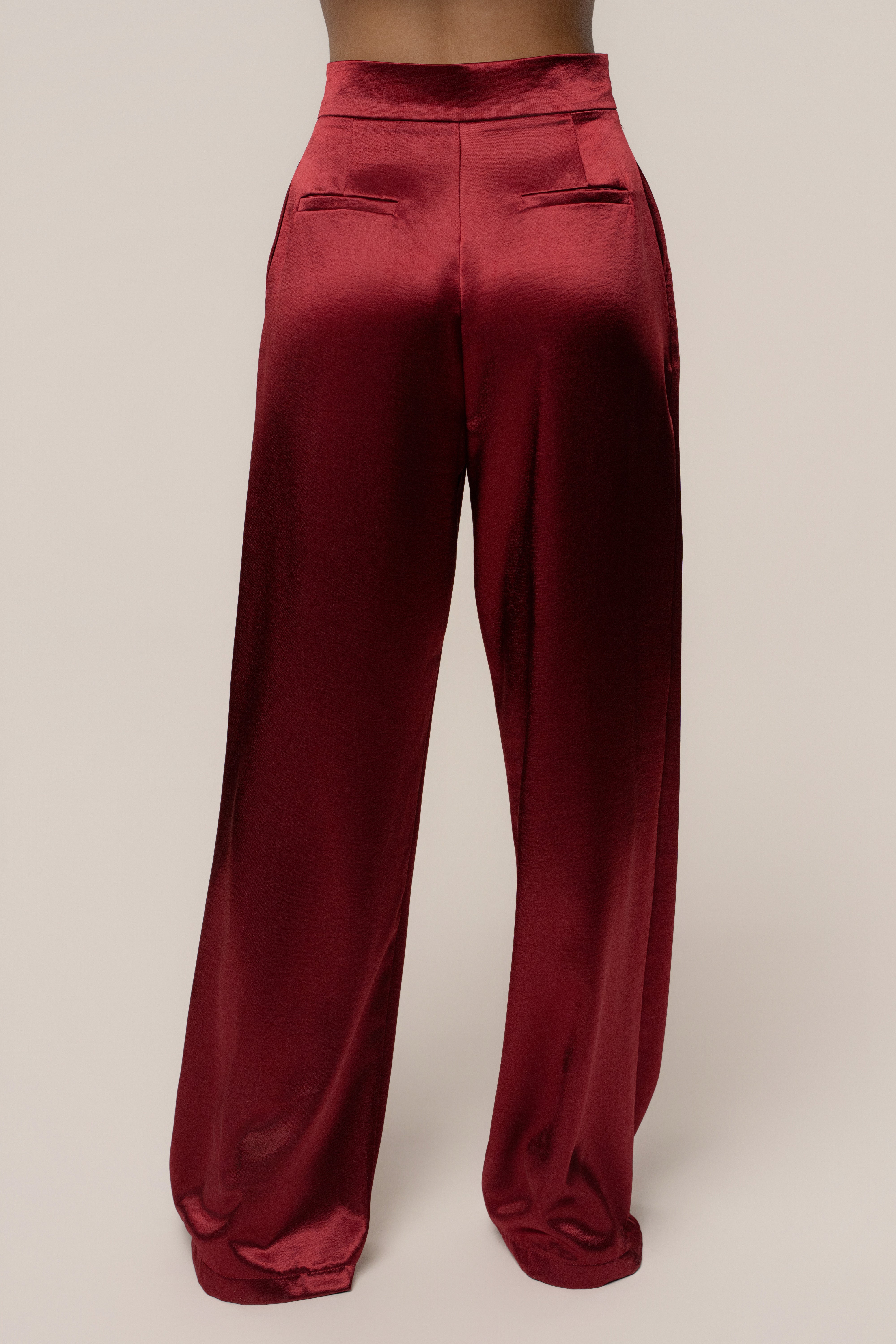 Burgundy Signature Satin Trousers
