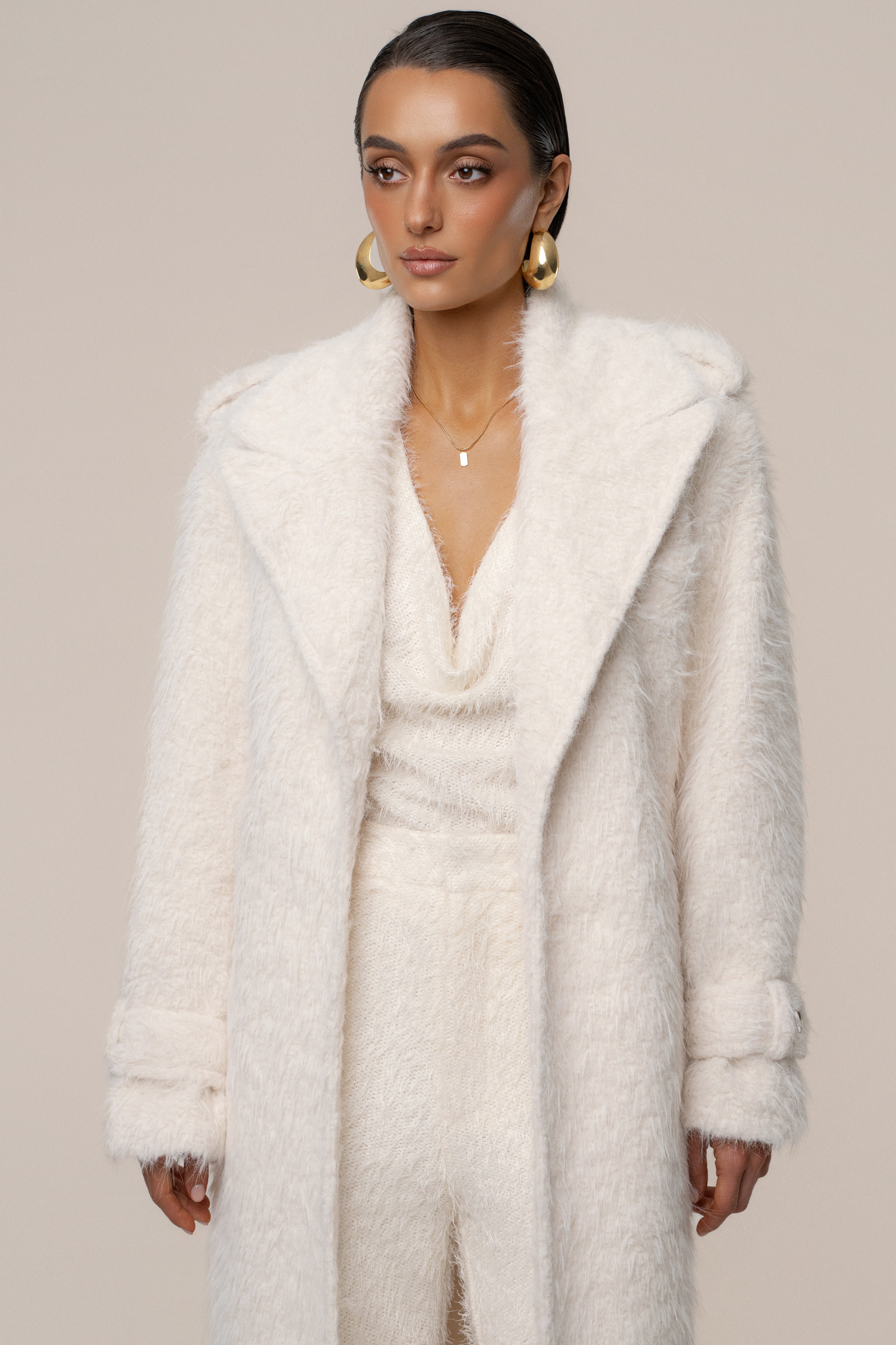 Ivory Warm Layers Oversize Coat