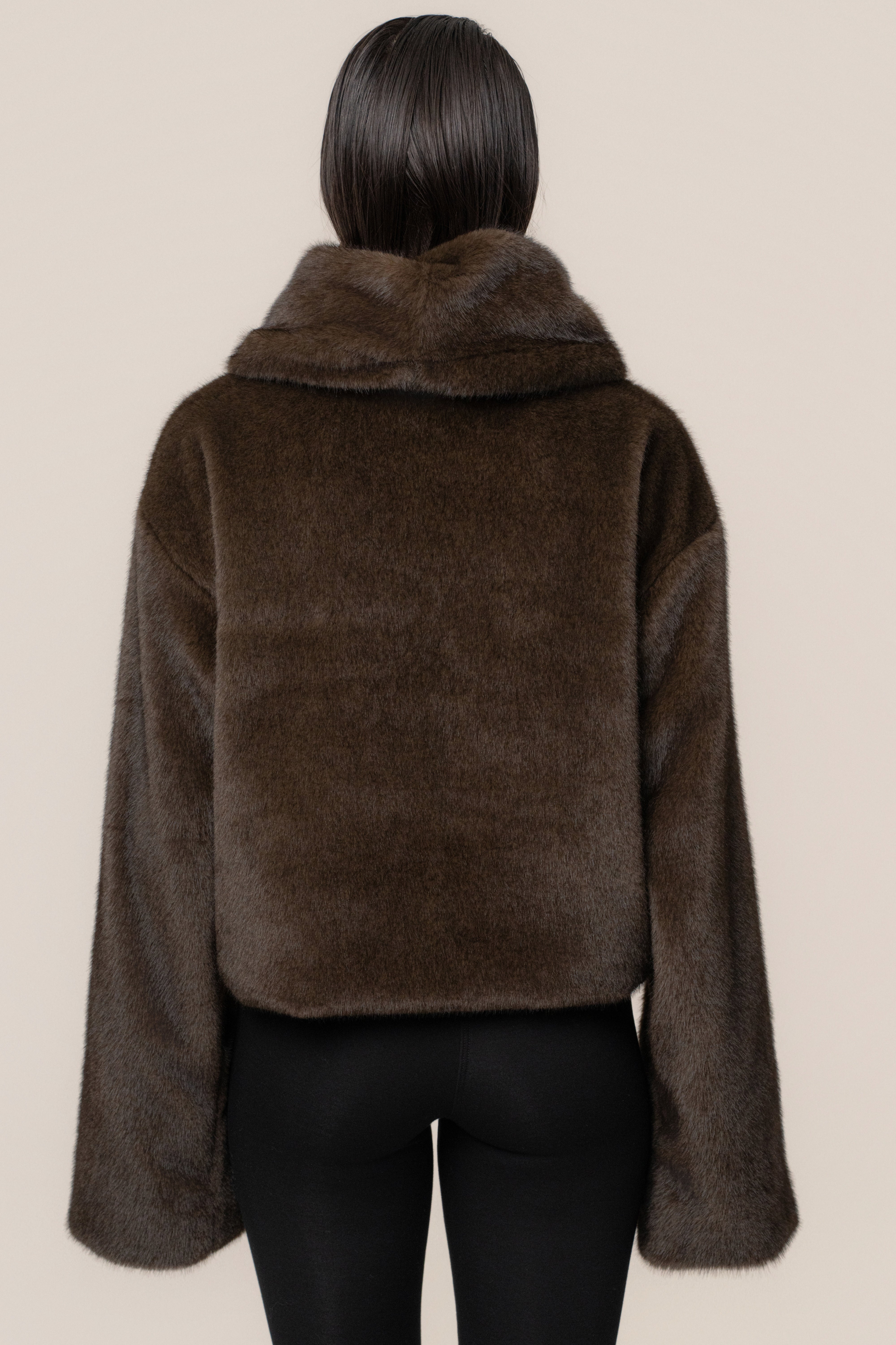 Brown Polished Faux Fur Pullover