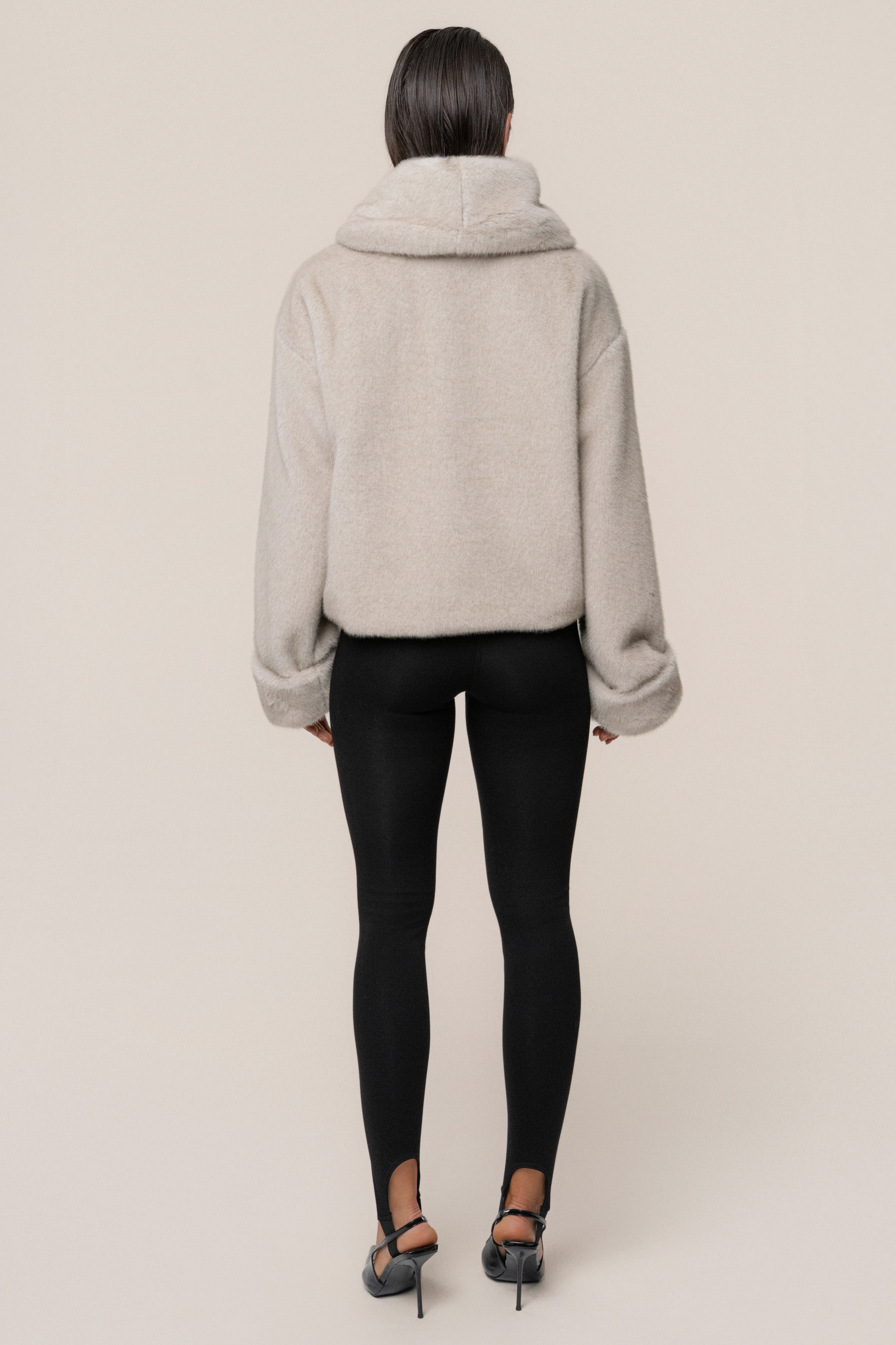 Stone Polished Faux Fur Pullover