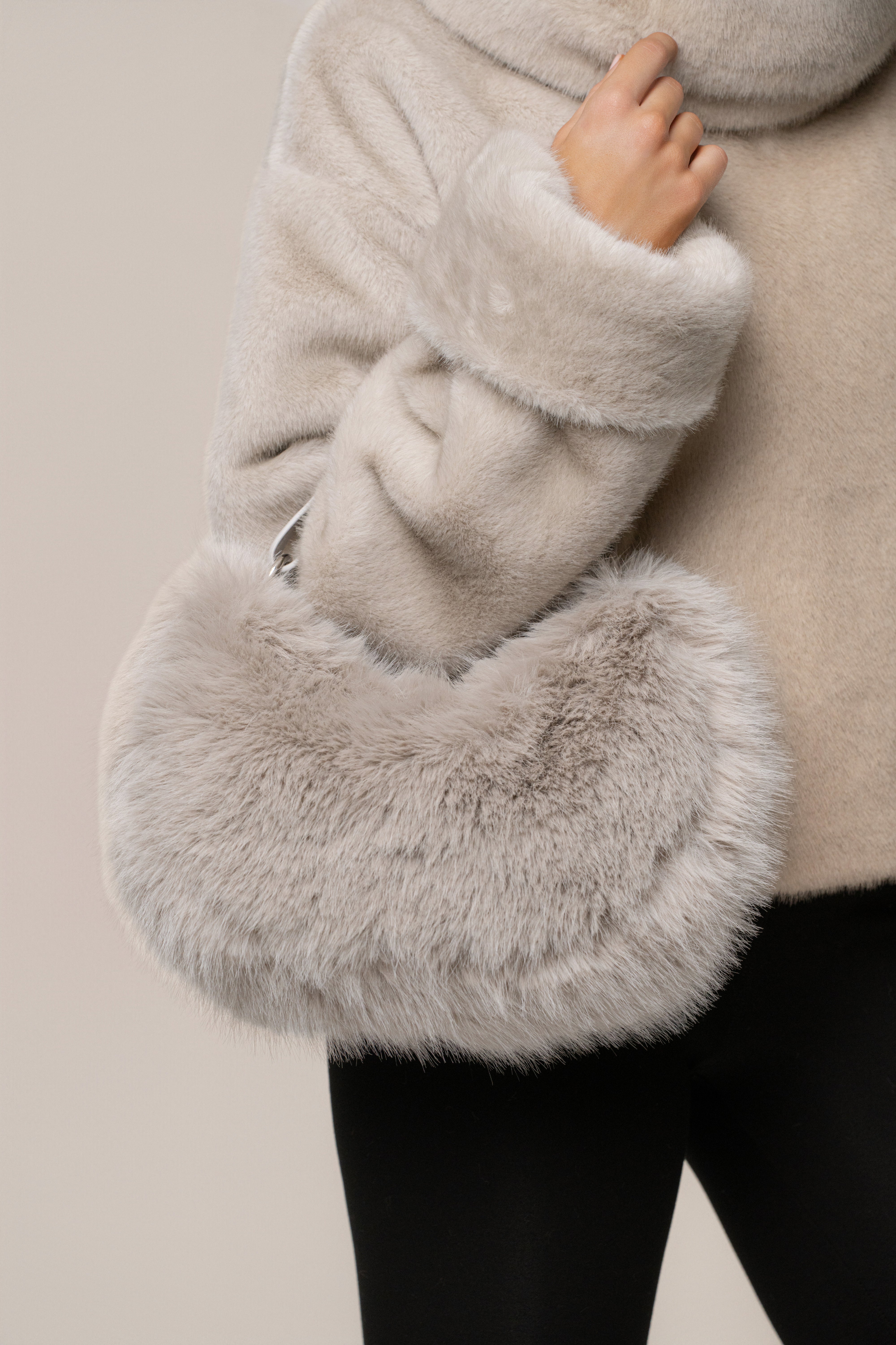 Taupe Soft Season Faux Fur Bag