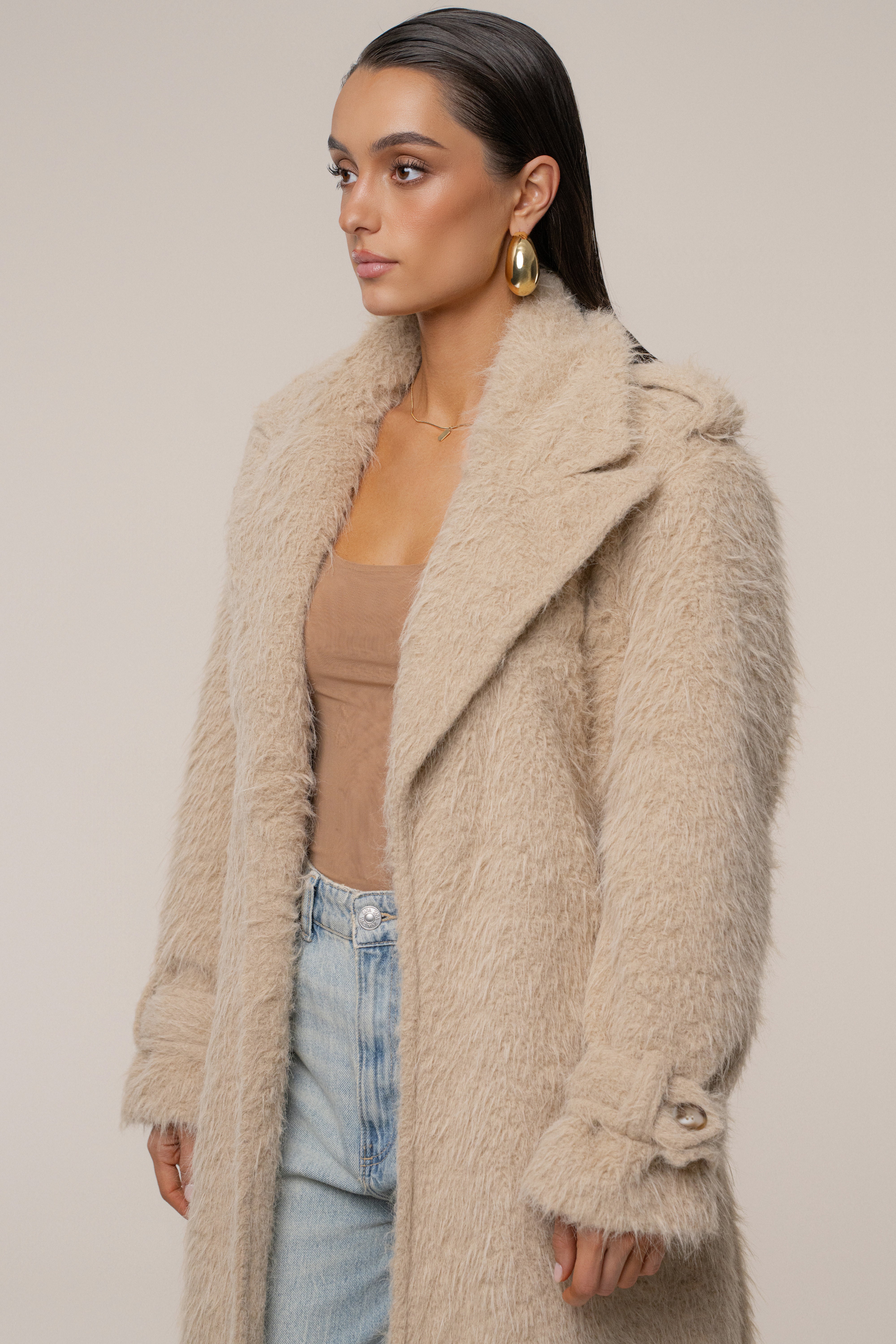 Beige Warm Layers Oversize Coat