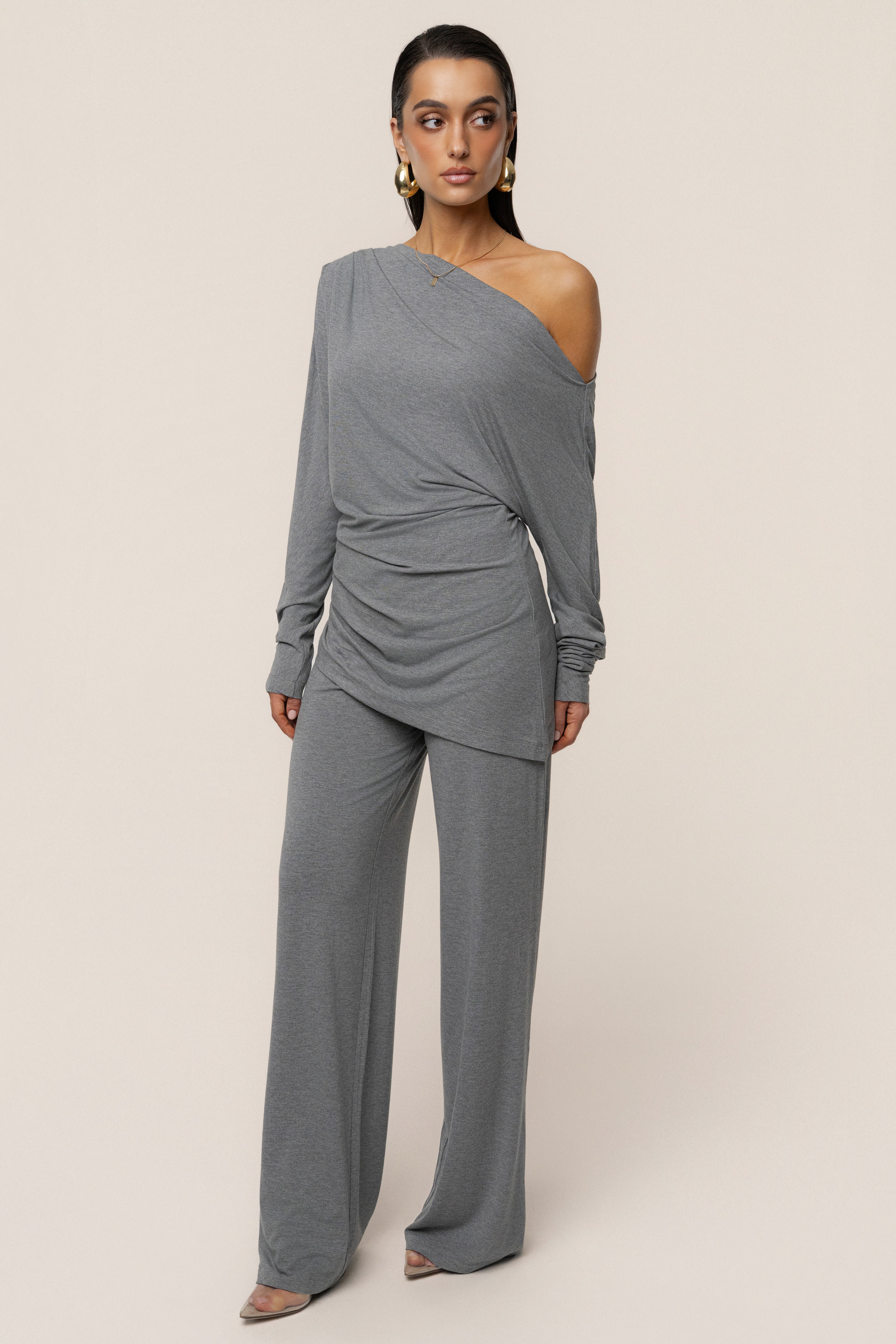 Charcoal Winter Soirée Pant Set - JLUXLABEL