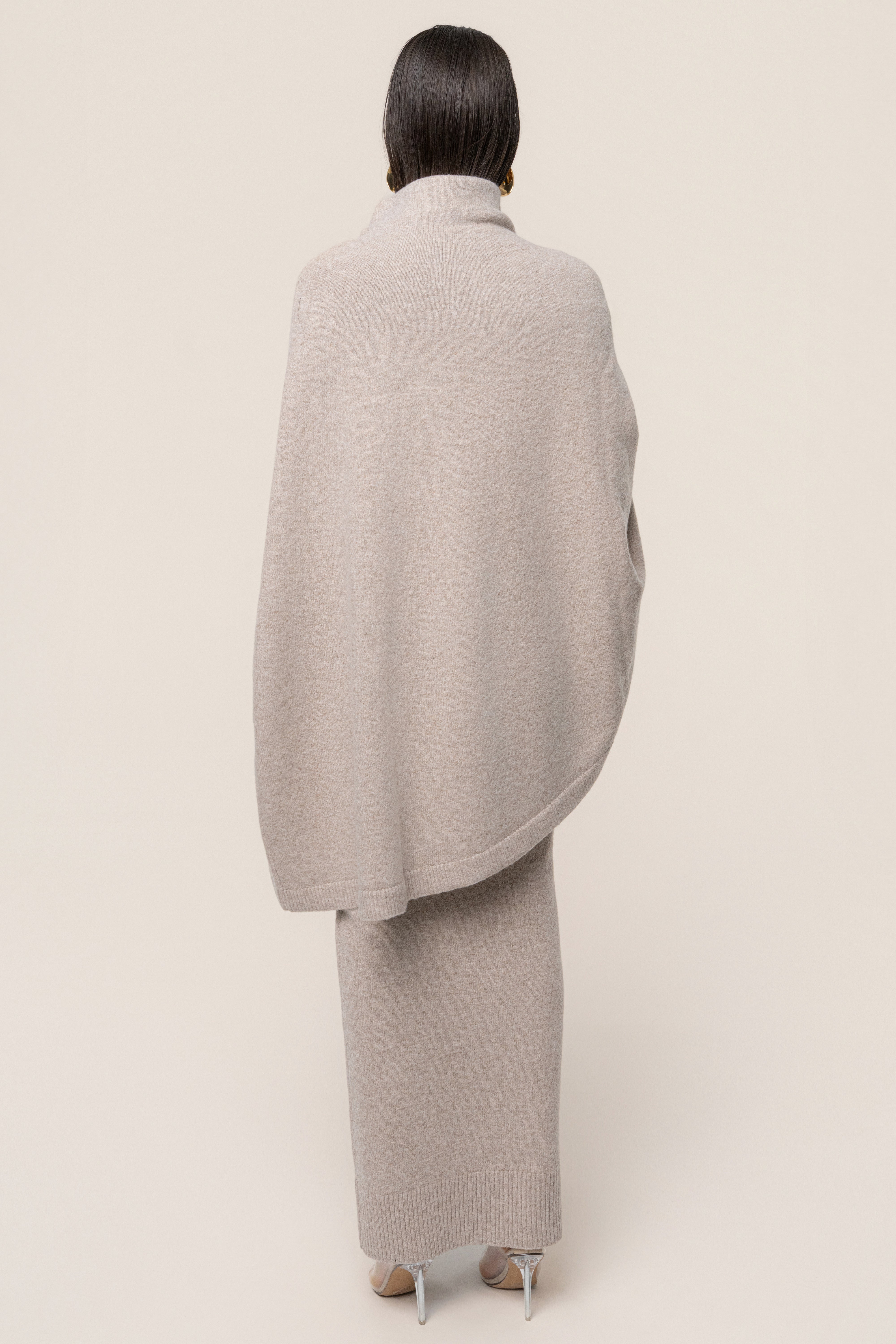 Beige Lodge Bound Turtleneck Shawl