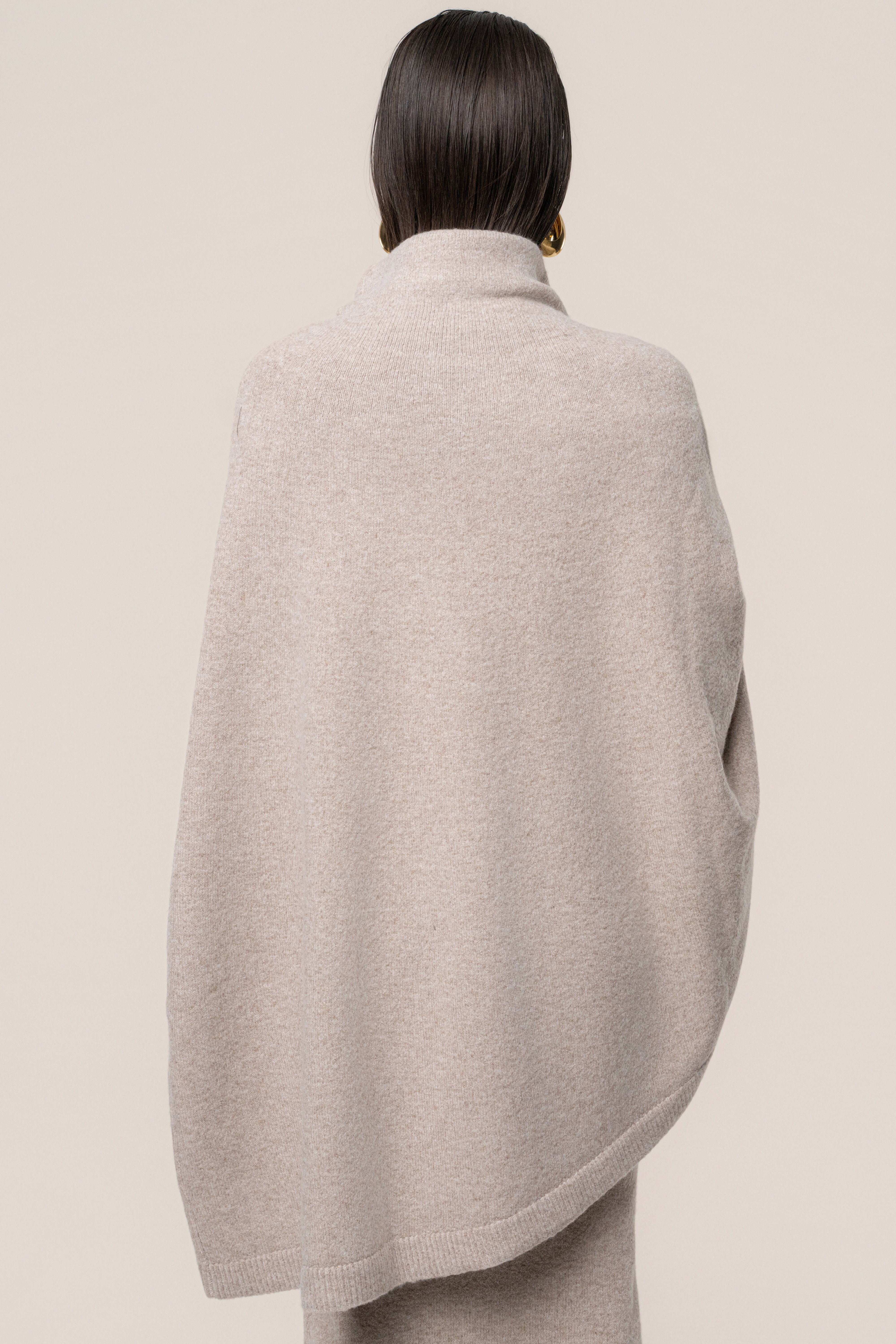 Beige Lodge Bound Turtleneck Shawl