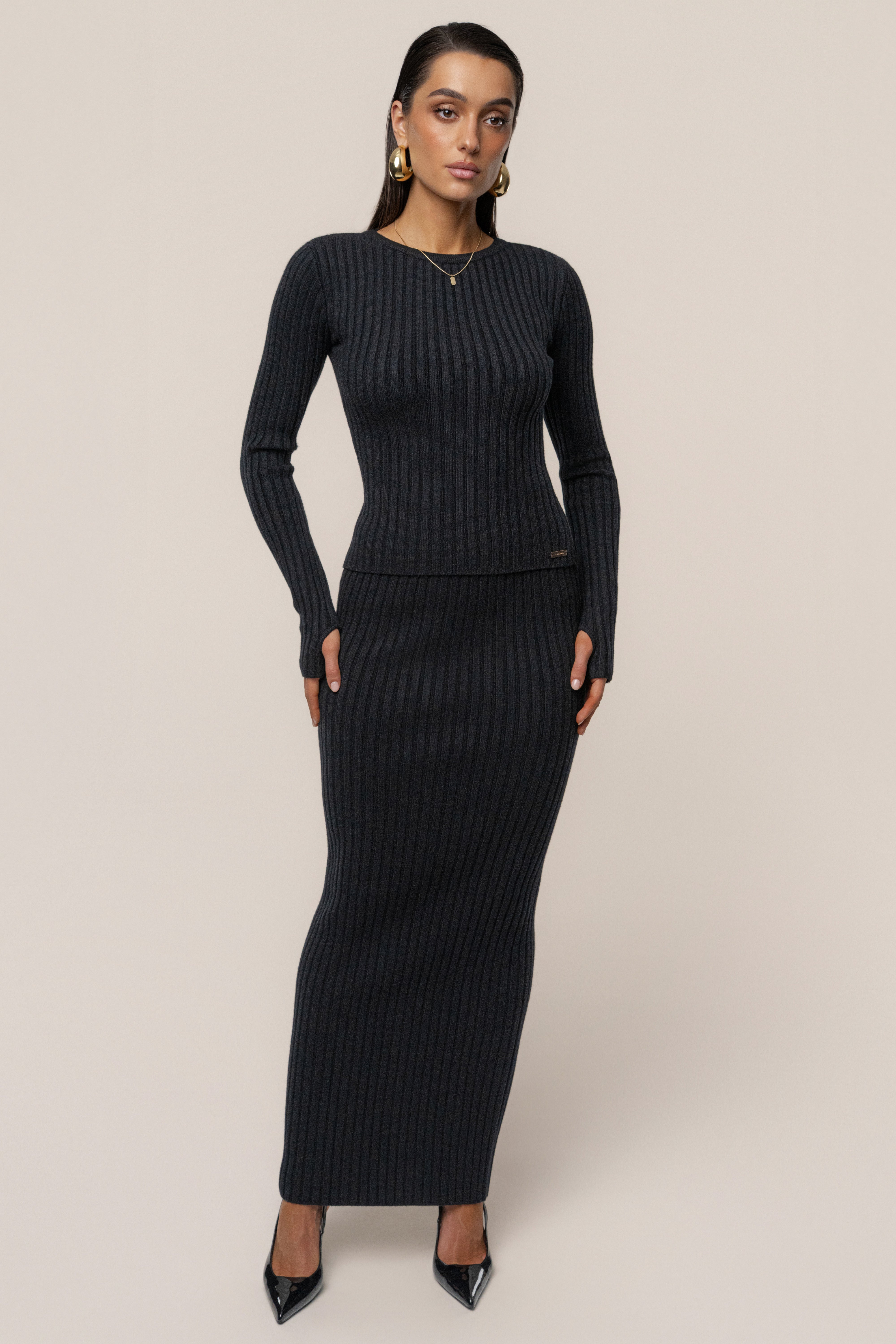 Black Overcast Ribbed Top