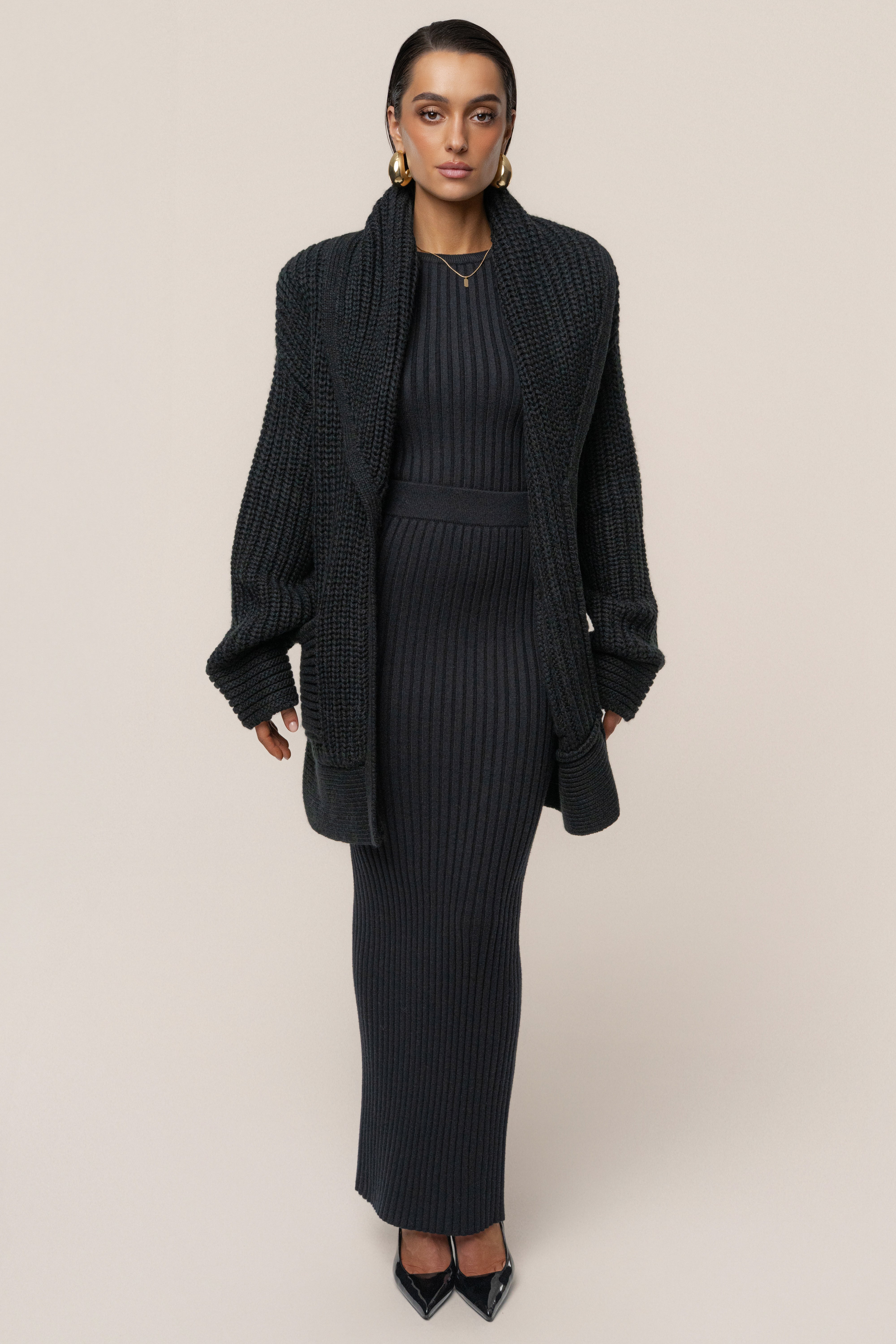 Black Soft Reset Ribbed Skirt