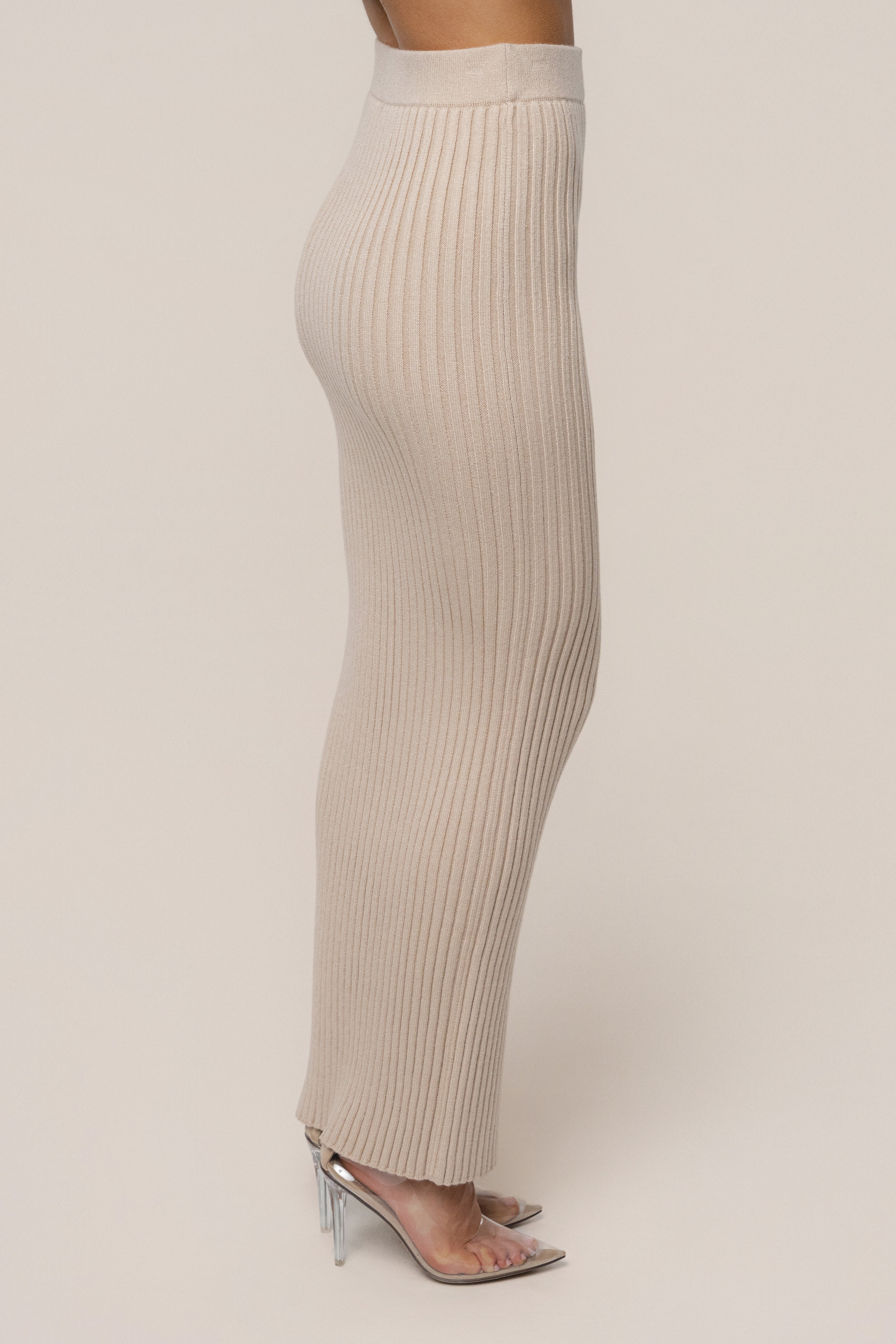 Stone Soft Reset Ribbed Skirt